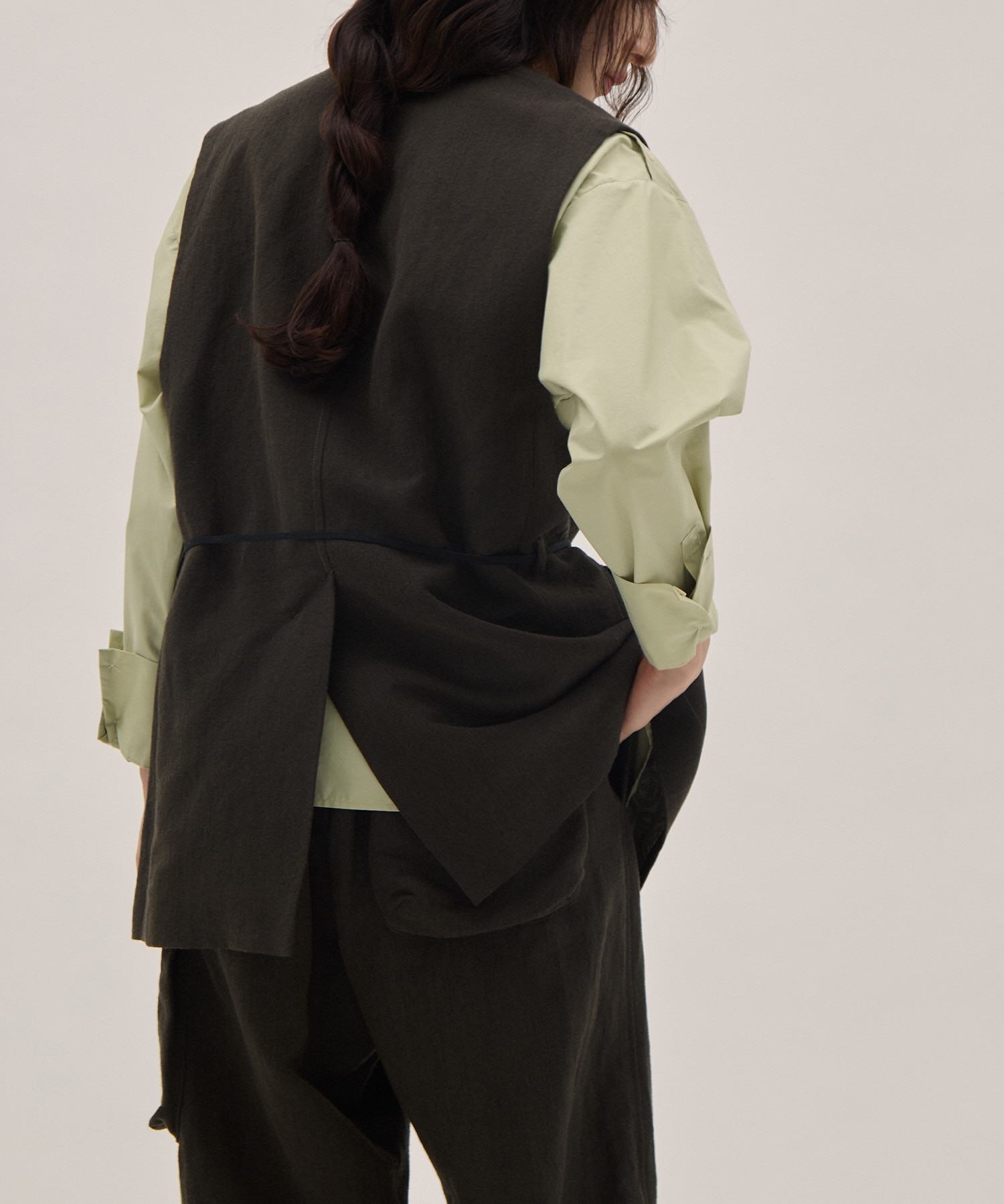 Wool Linen Herringbone Sleeveless Jacket PONTI