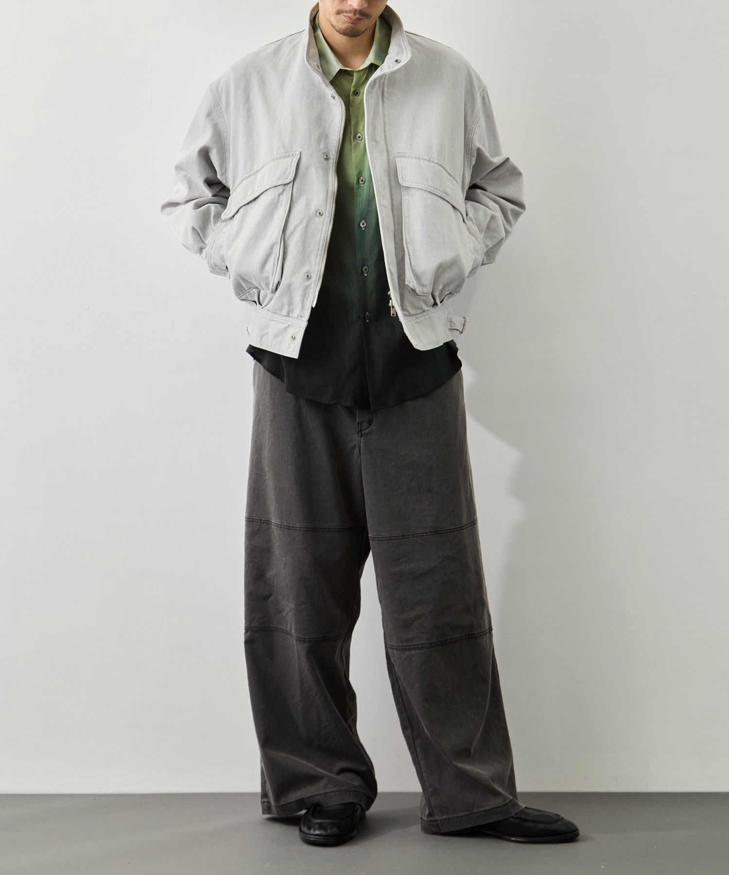 Suface Dyed Denim Stand Collar Blouson YOKE