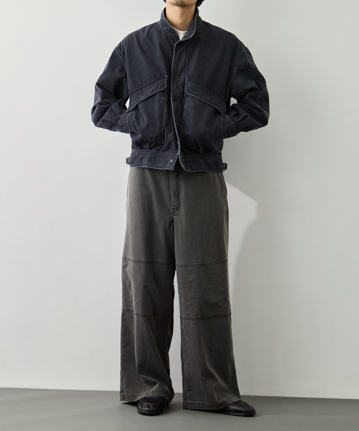 Suface Dyed Denim Stand Collar Blouson YOKE