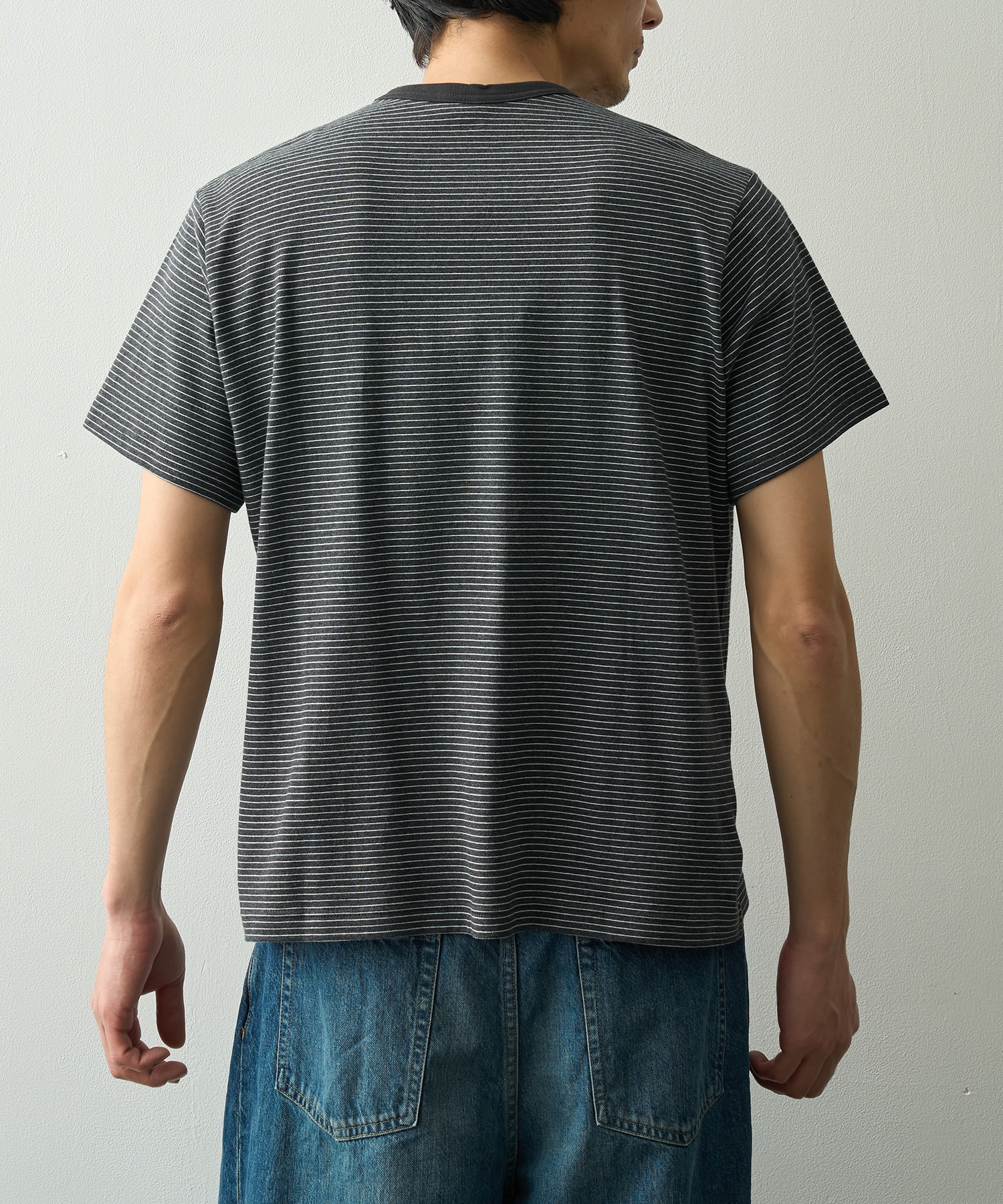 Hand-Embroidered Stripe T-Shirt KHOKI