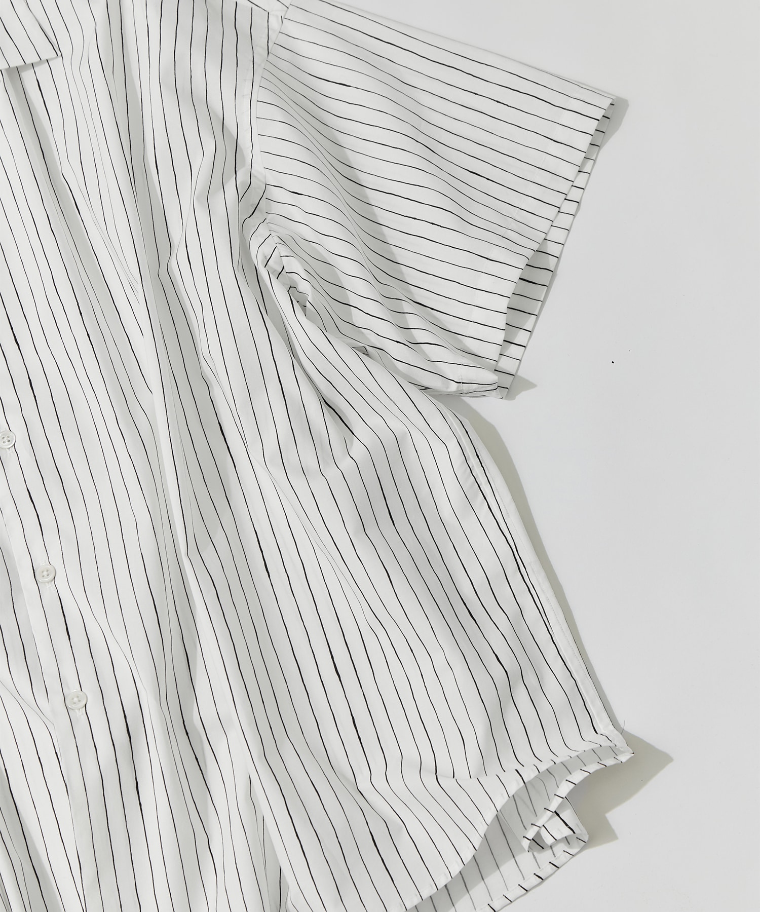 COTTON STRIPE OPEN COLLAR SS SHIRT S.F.C