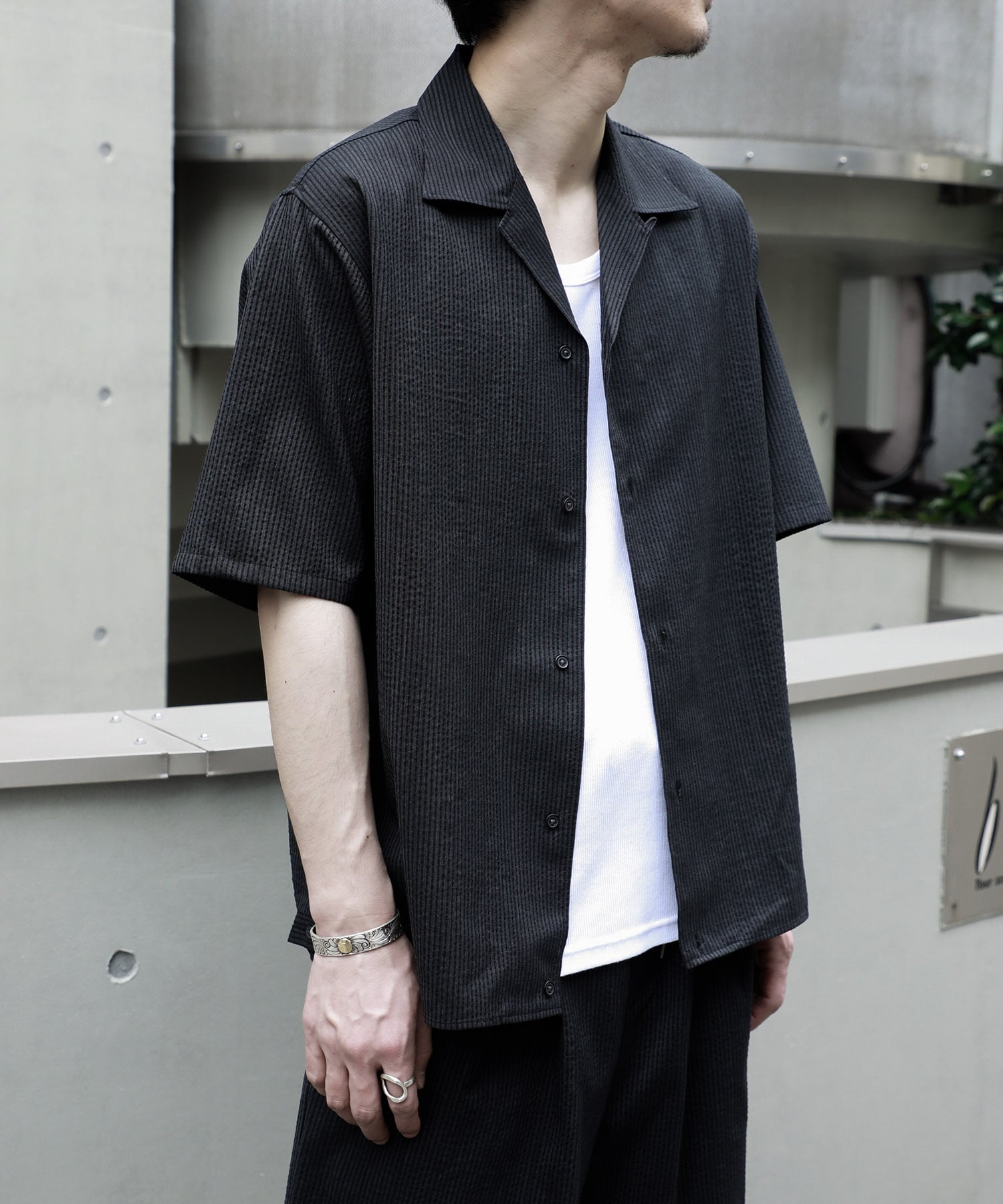 別注OPEN COLLAR S/S SHIRT WITH HEM TAB marka