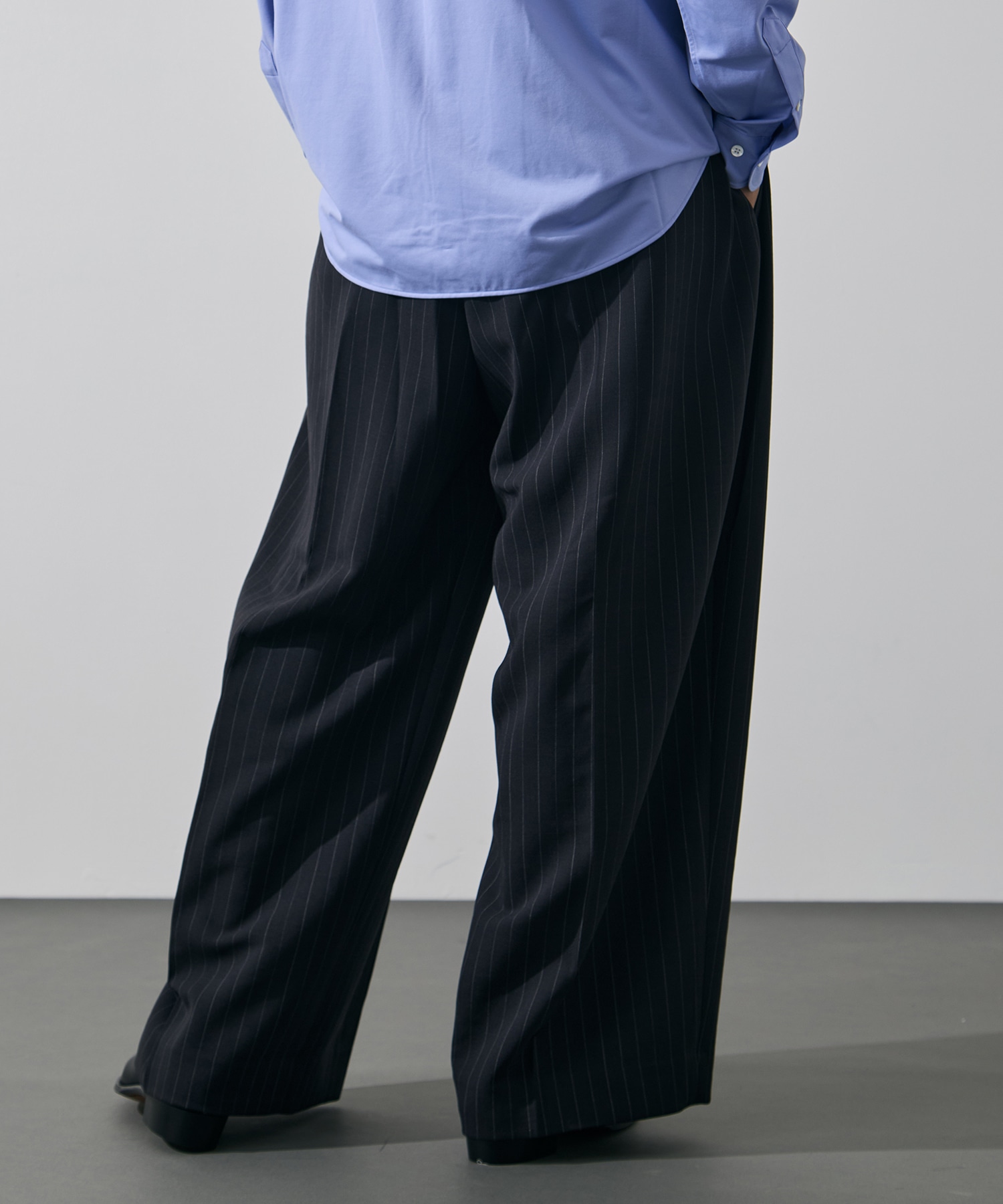 Pleats bonded wool pants KHOKI