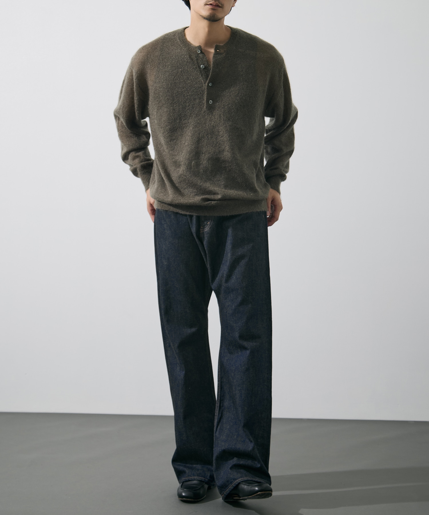 SUPER KID MOHAIR HENRY NECK KNIT YLEVE