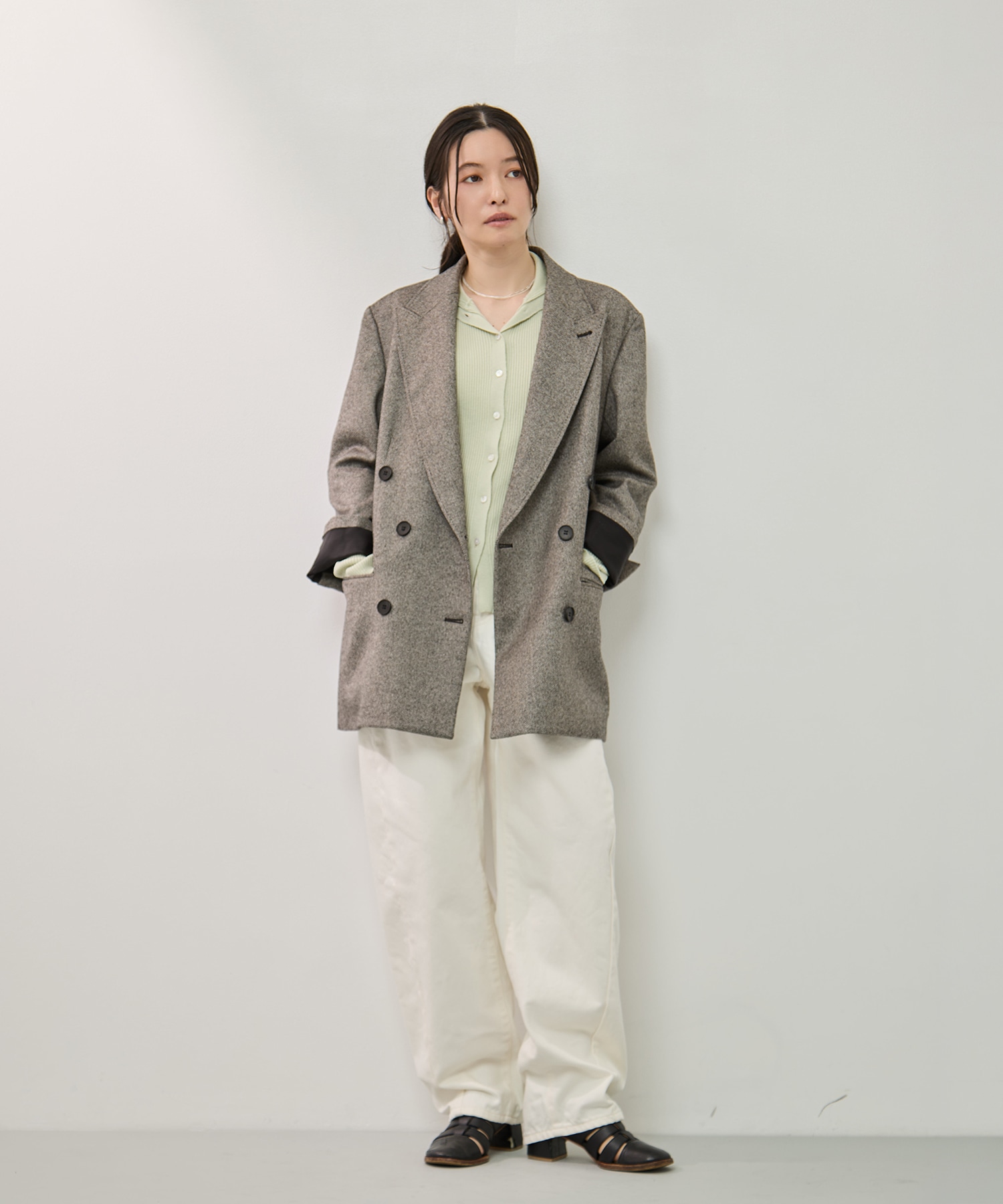 ナチュラルスラブバレルレッグデニム 