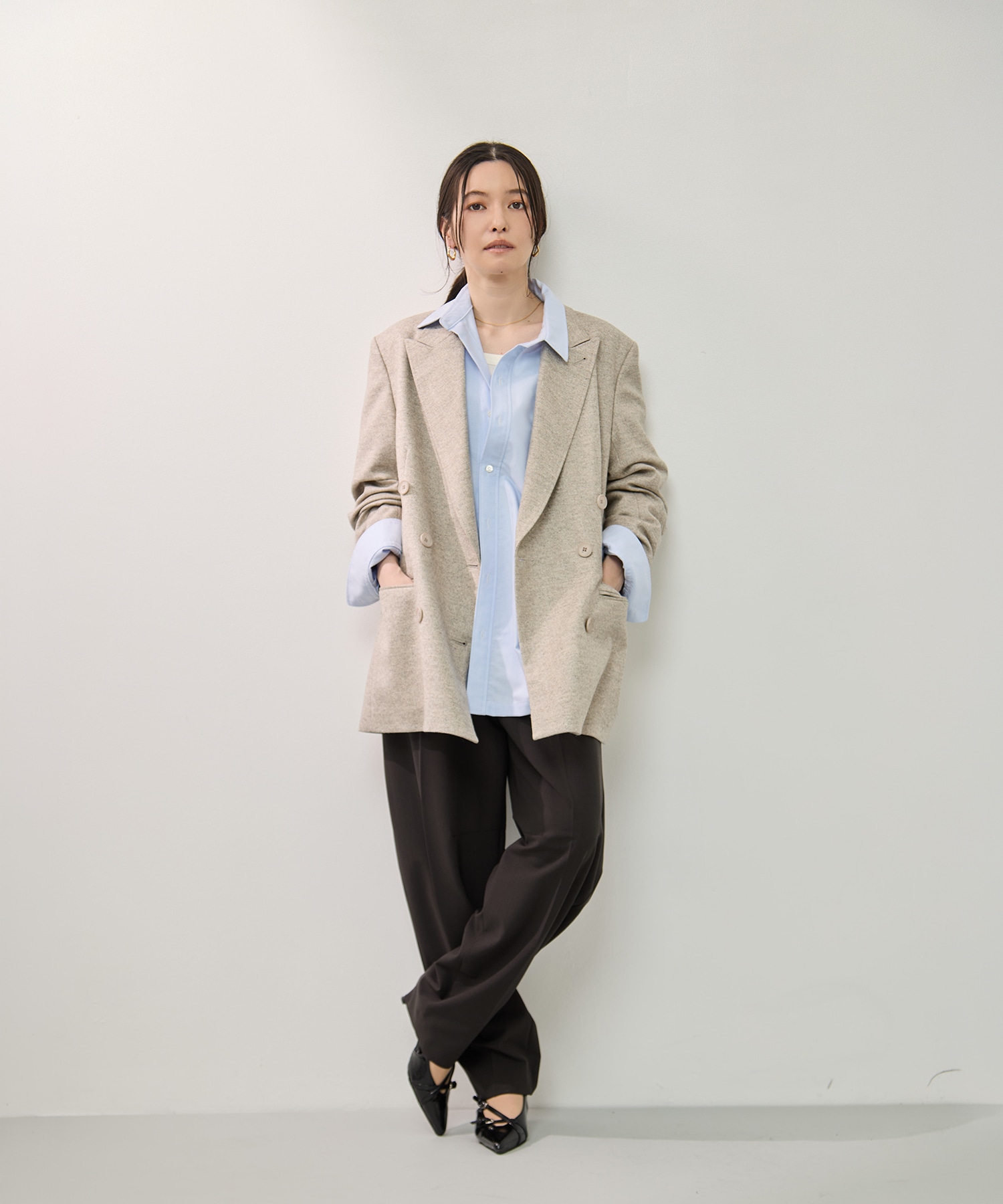 ストレッチウールバレルレッグパンツ KEY TIMEZ