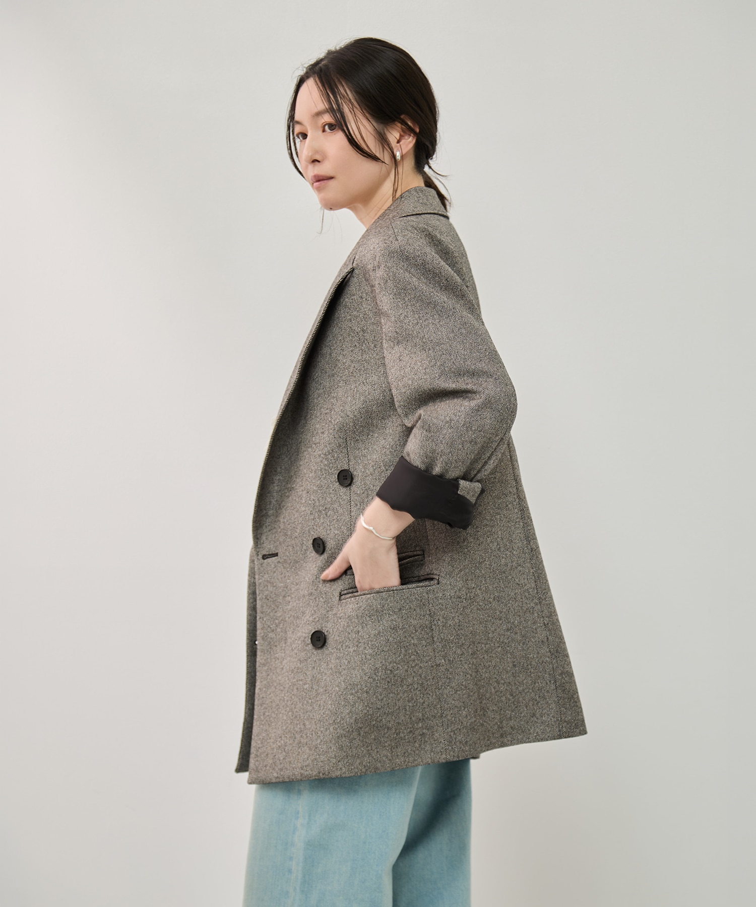 ミックスウールツイードダブルジャケット KEY TIMEZ