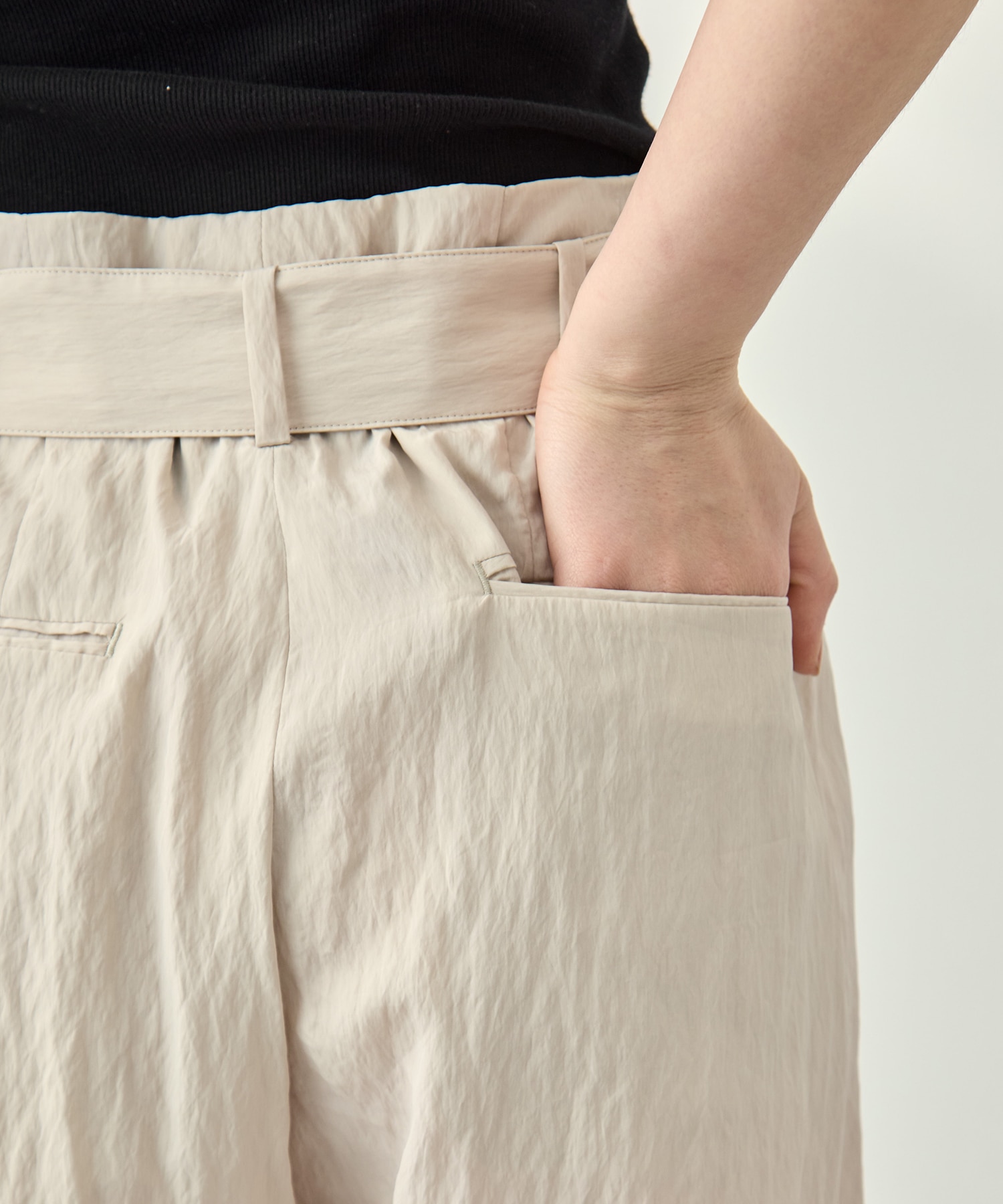 Viscose washer 2tuck belted wide pants 08sircus