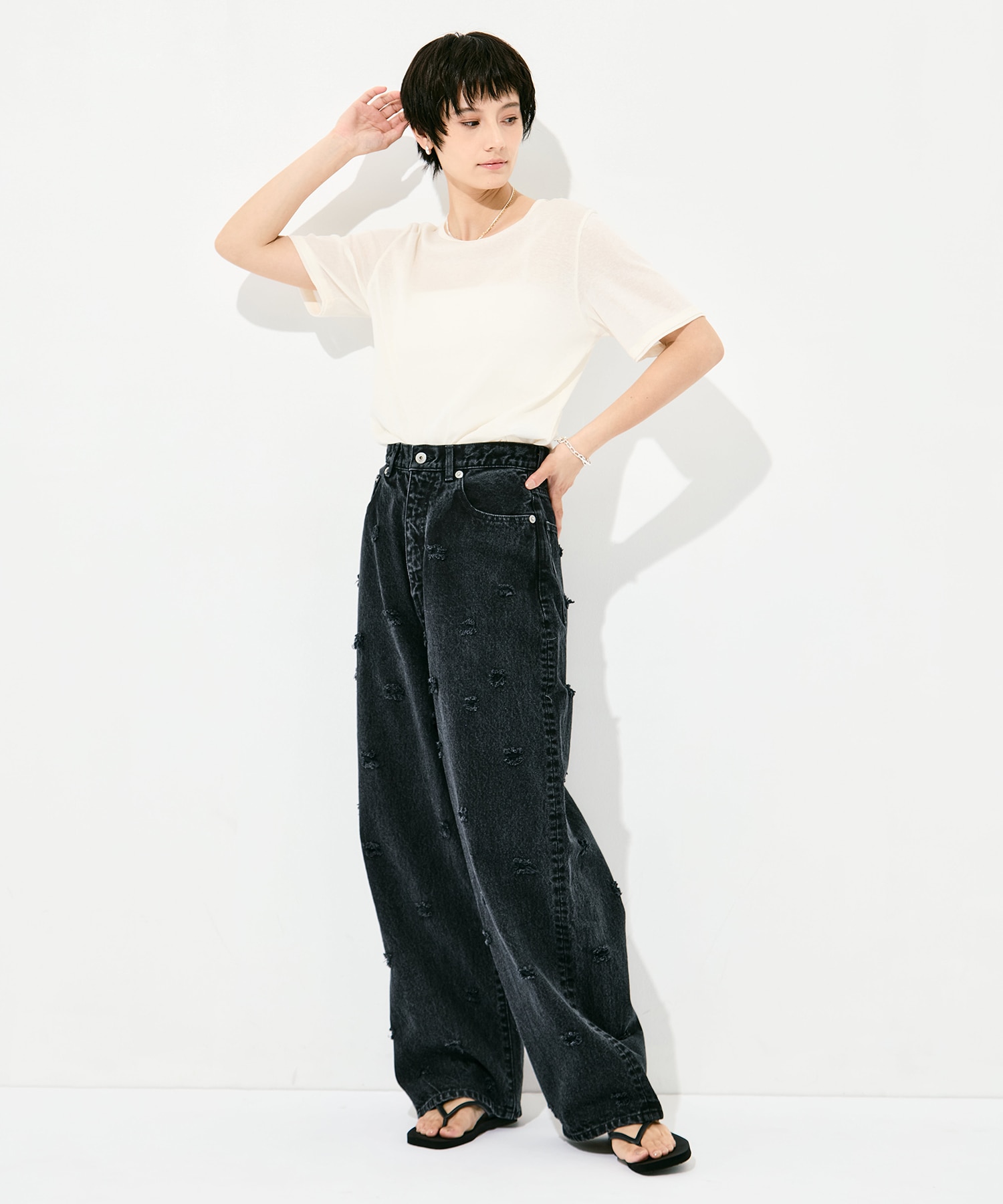 Dot Hole Denim Pants INSCRIRE