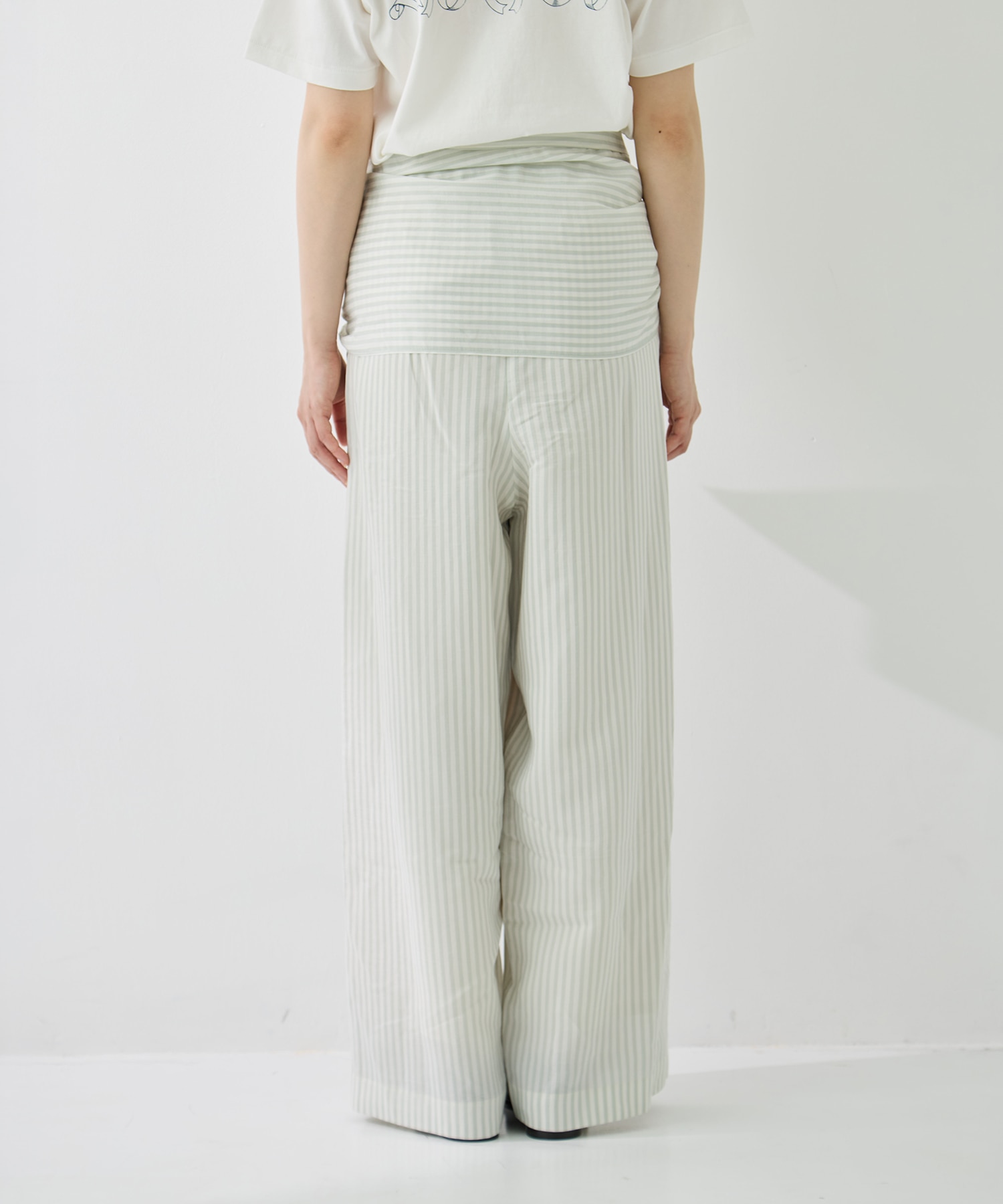 STRIPE PANTS W/BELT muller of yoshiokubo