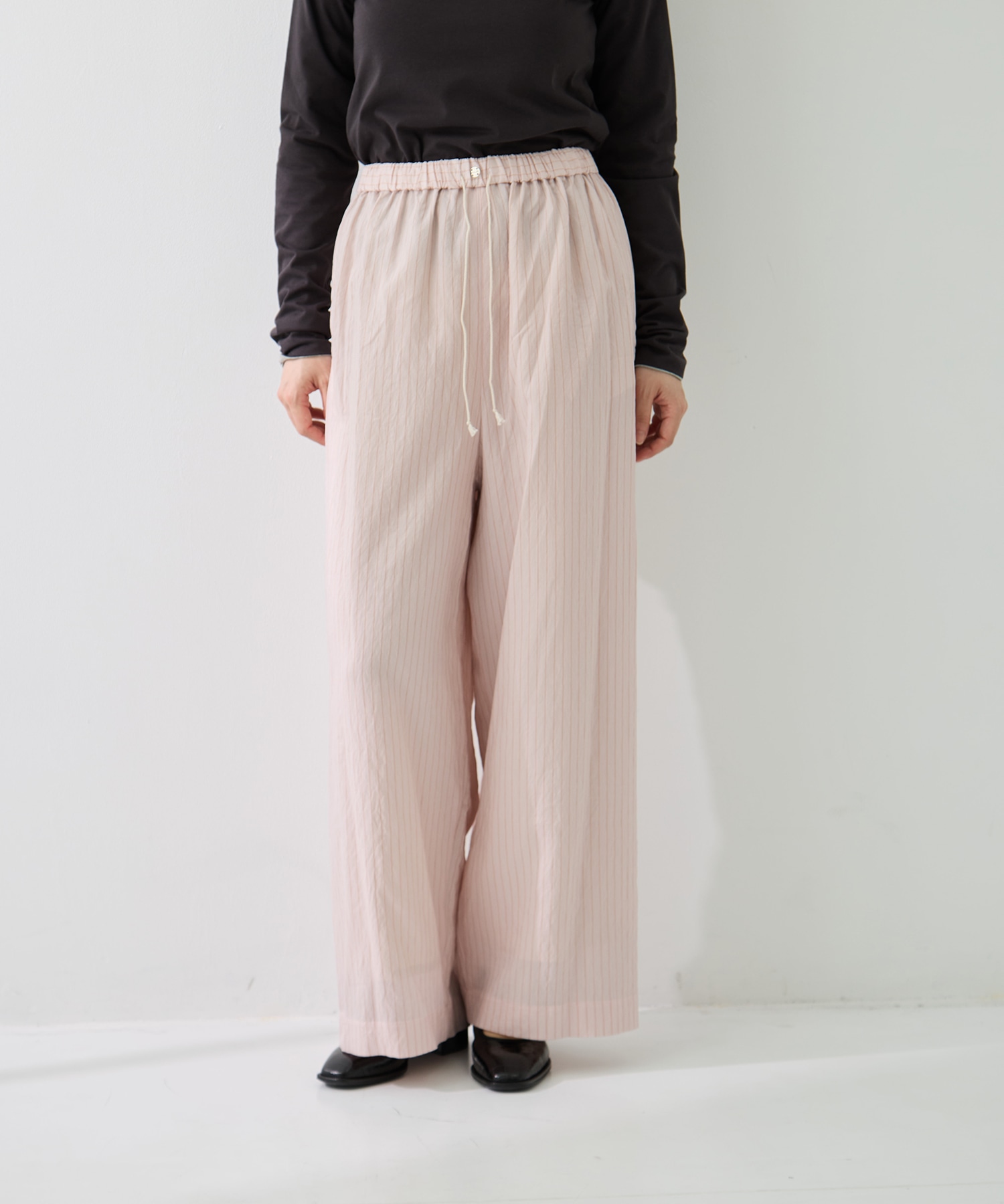 STRIPE PANTS W/BELT muller of yoshiokubo