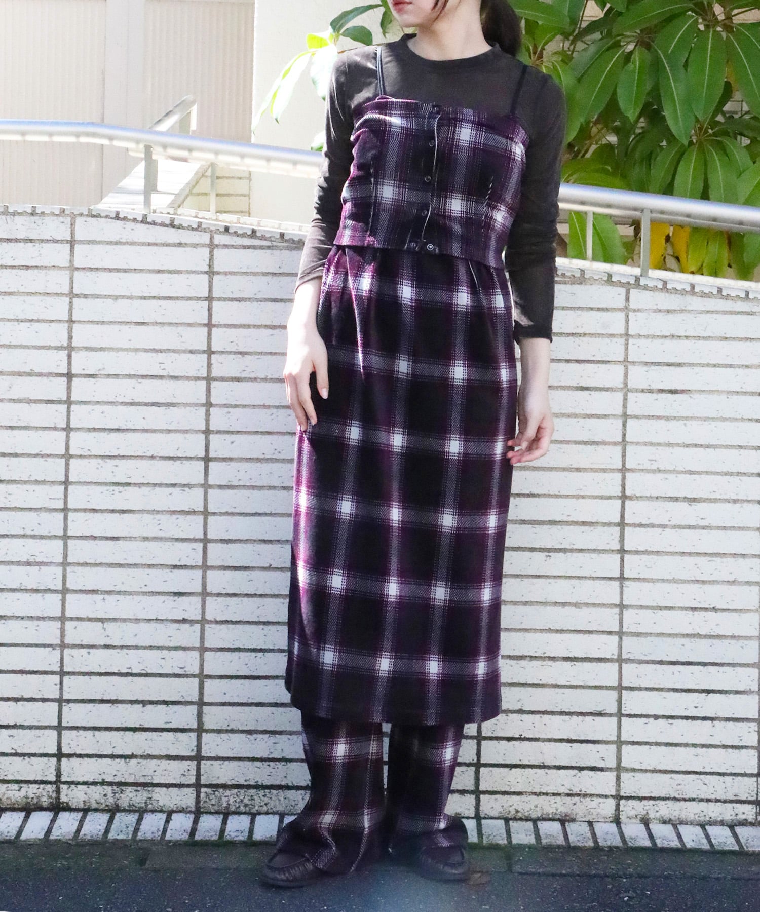 Ombre Check Stretch Corduroy Bustier PHEENY