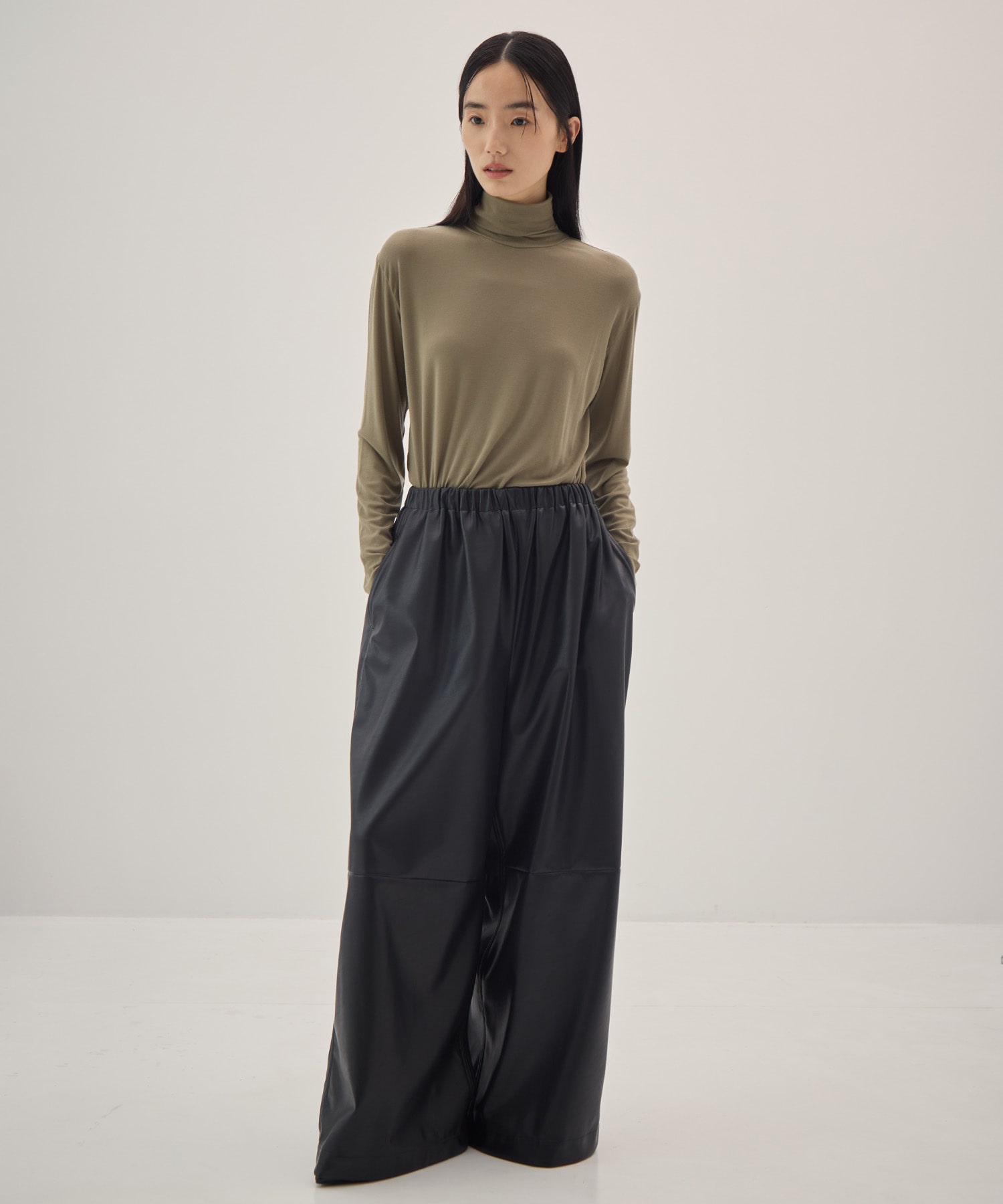 Synthetic Leather Wide Trousers IIROT