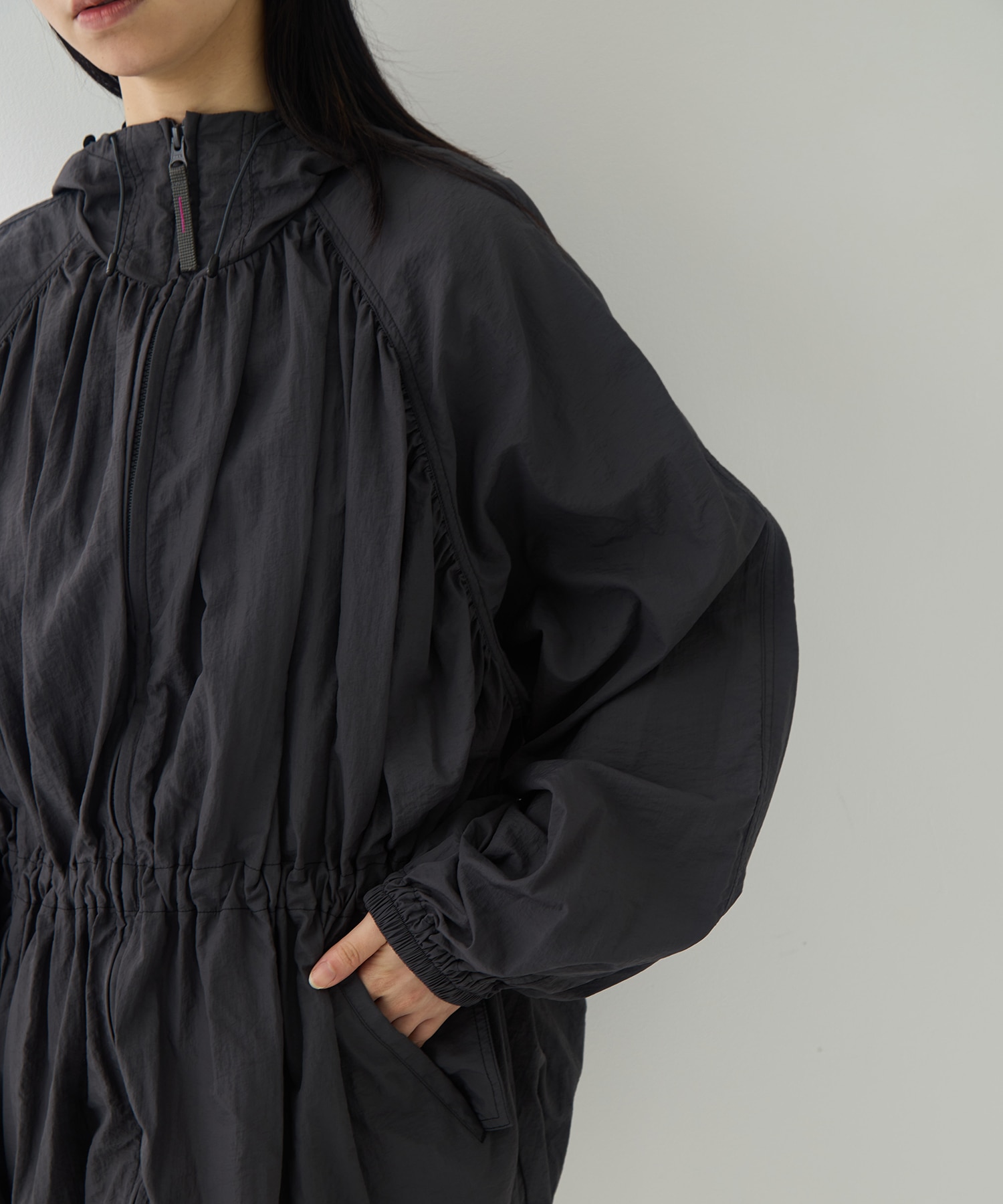 Nylon Gather Blouson TODAYFUL