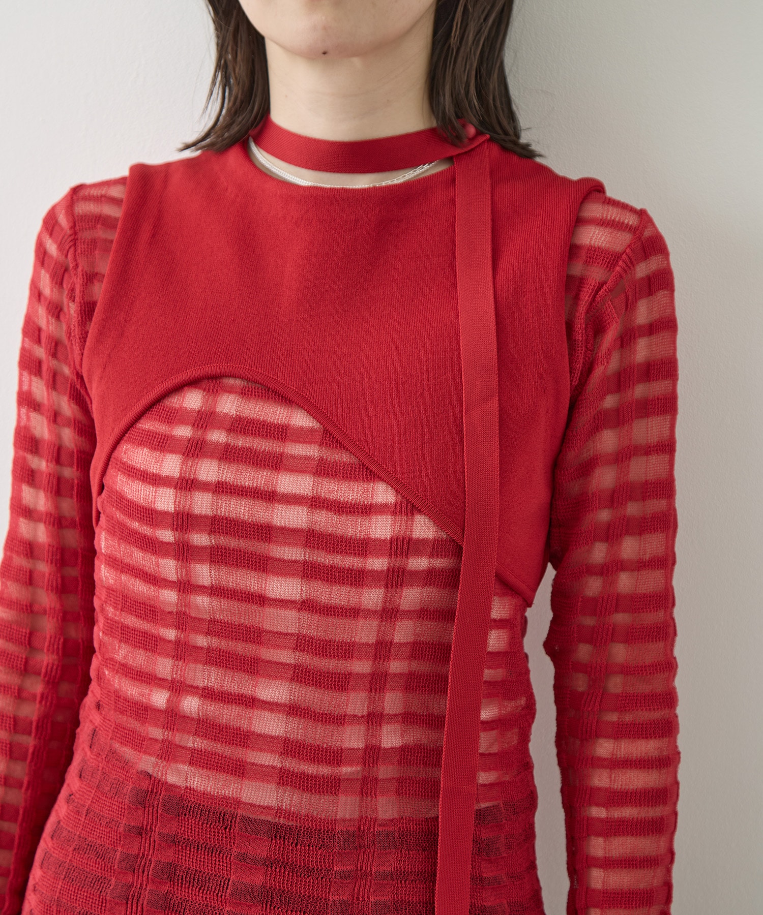 CURVED HEM KNIT TOPS TAN