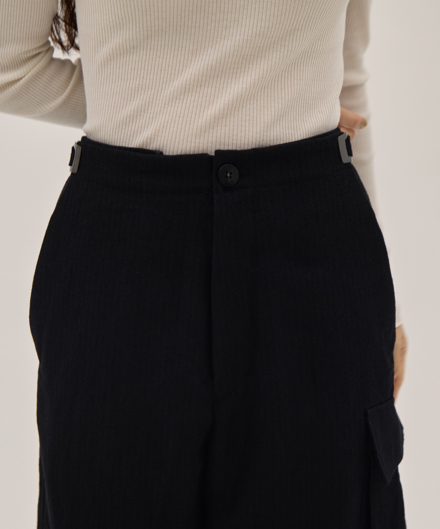 Wool Linen Herringbone Cargo Pants PONTI
