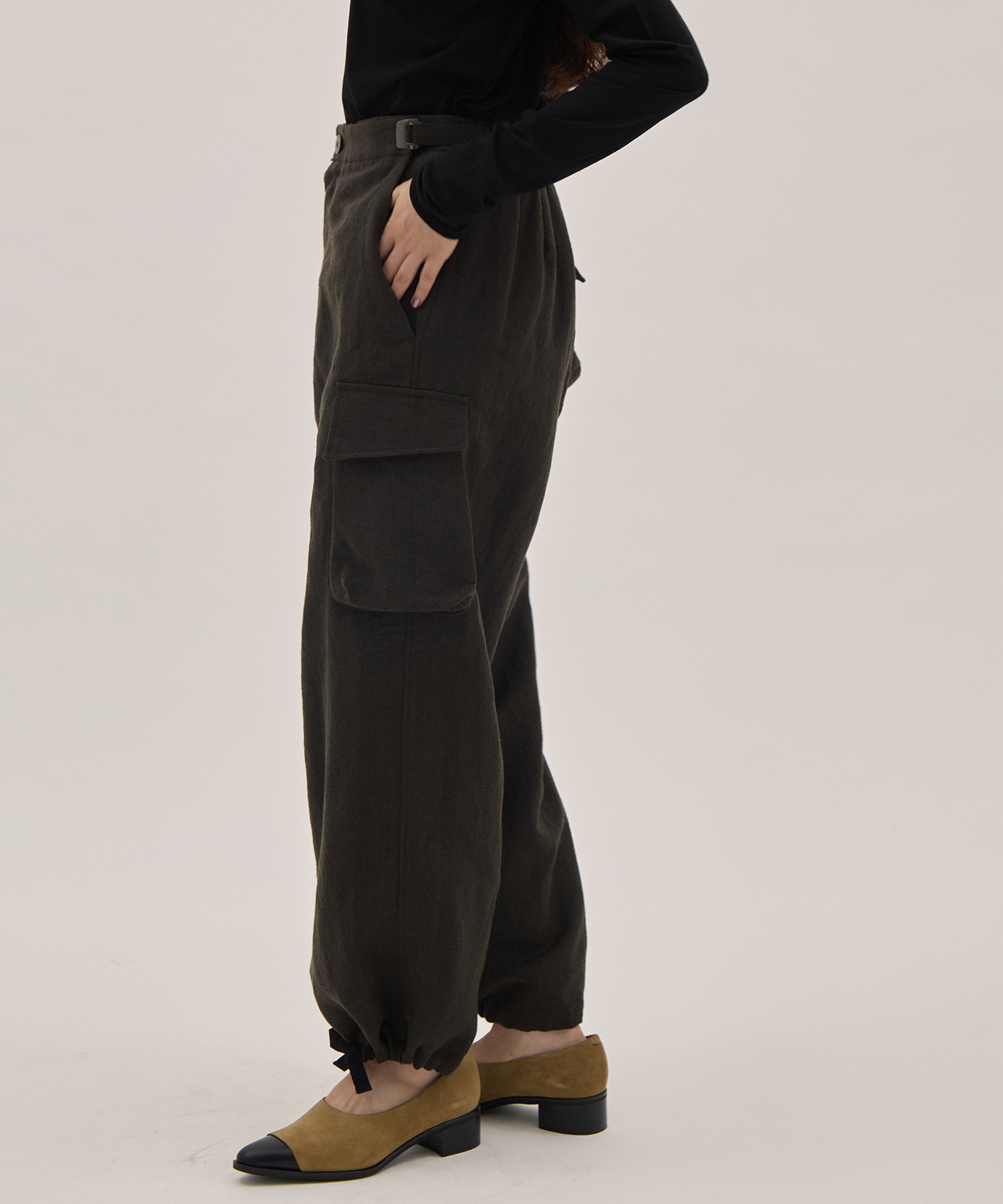 Wool Linen Herringbone Cargo Pants PONTI