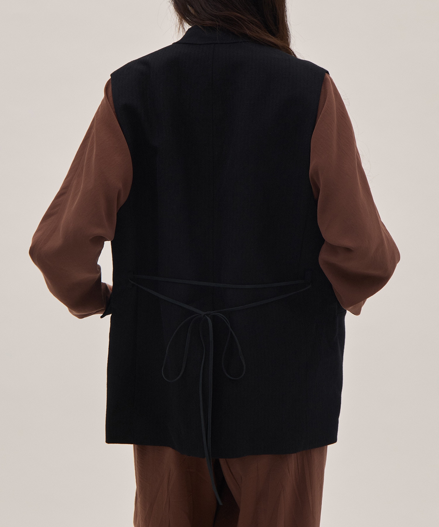 Wool Linen Herringbone Sleeveless Jacket PONTI