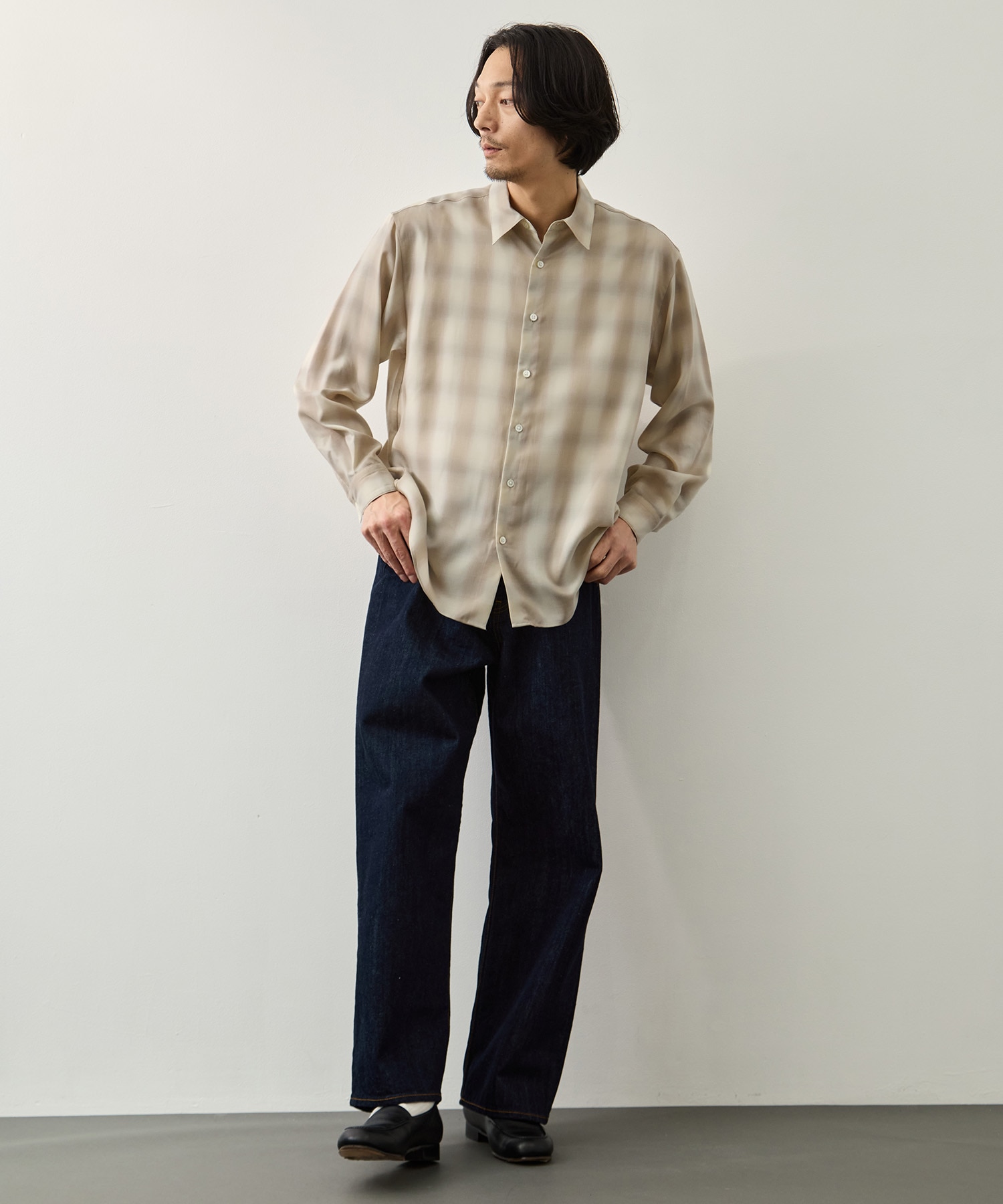 キュプラアムンゼンオンブレチェックシャツ KEY TIMEZ