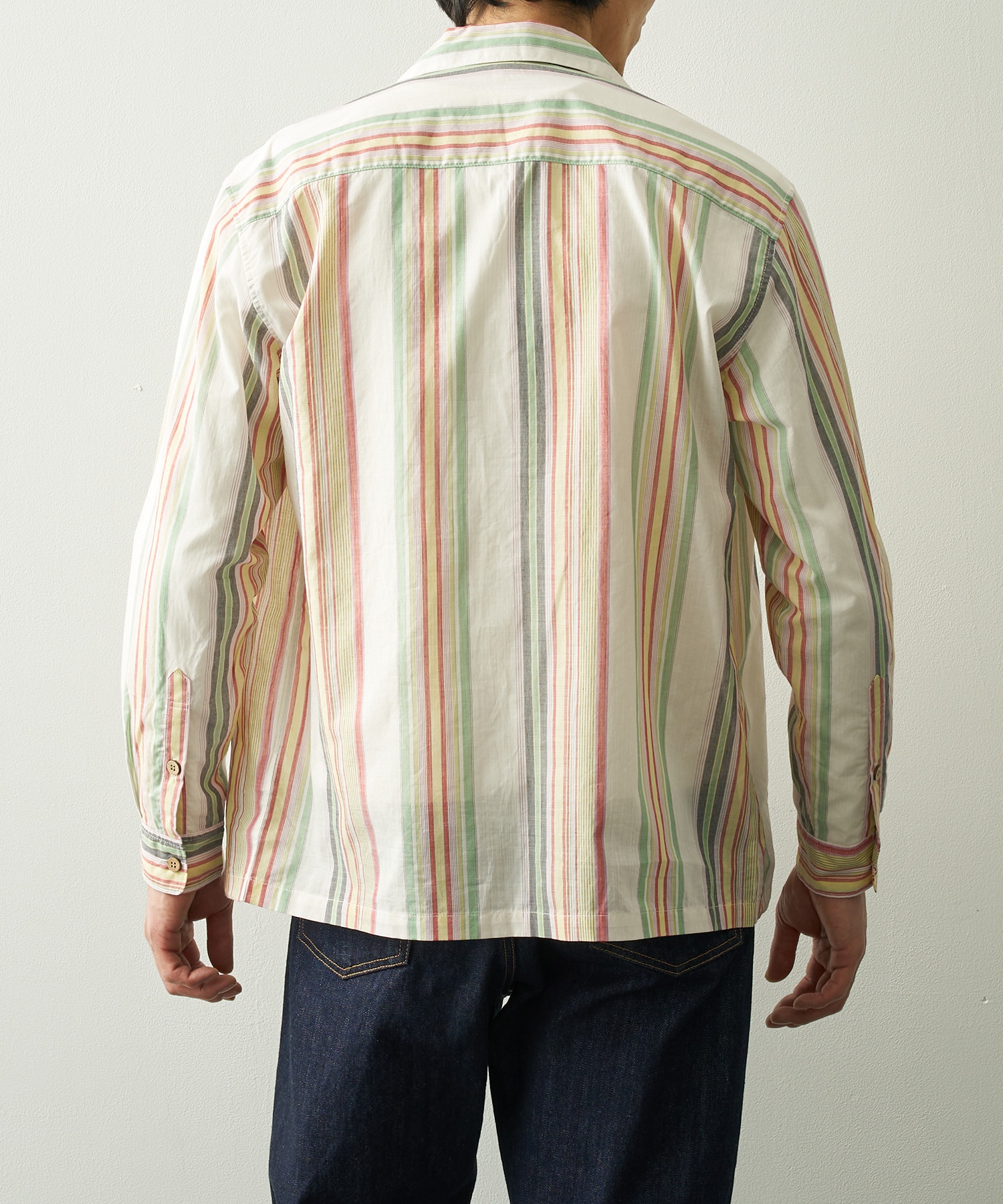 Hand-Embroidered Stripe Shirt KHOKI