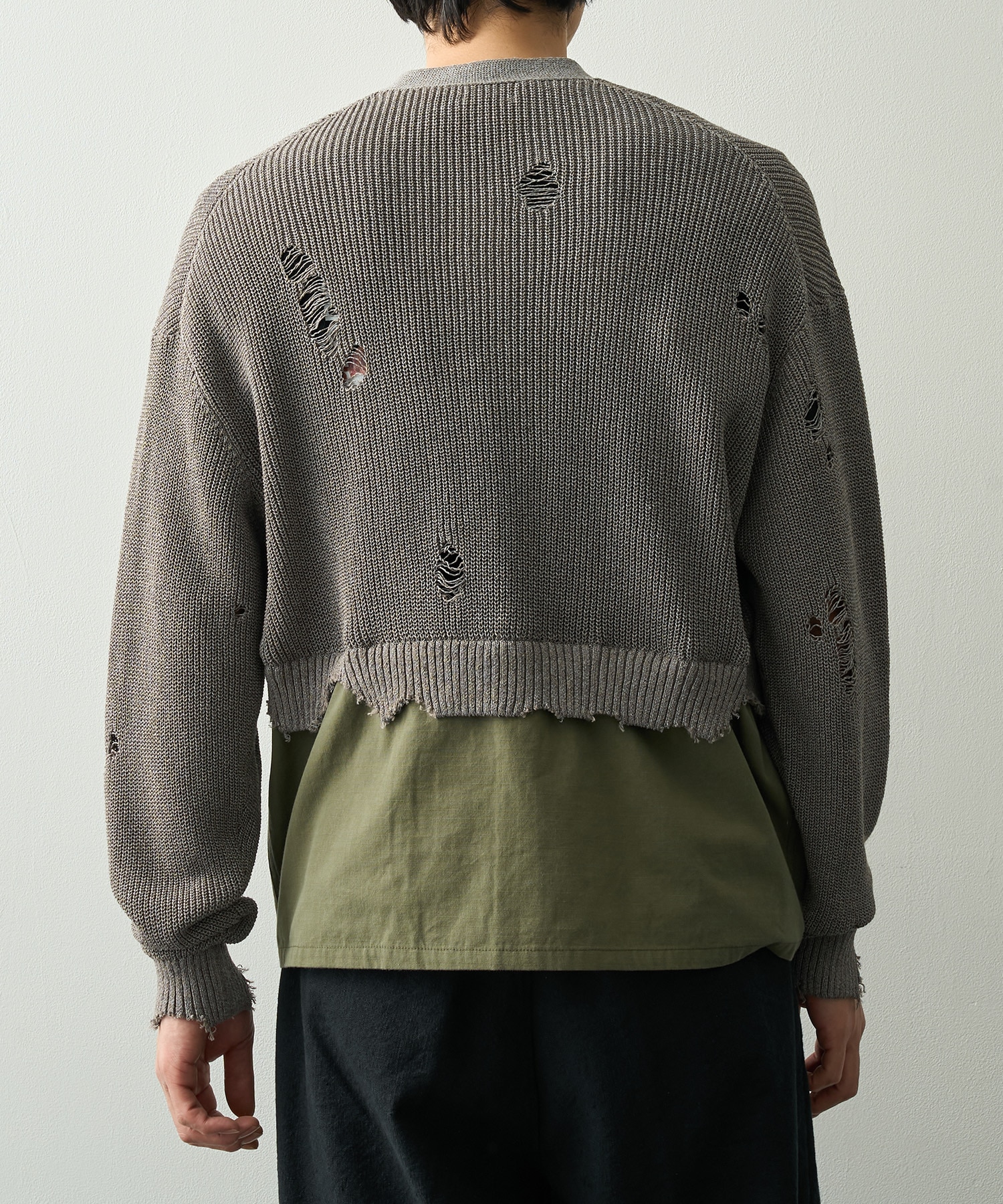 Destroyed Knit Cardigan KHOKI
