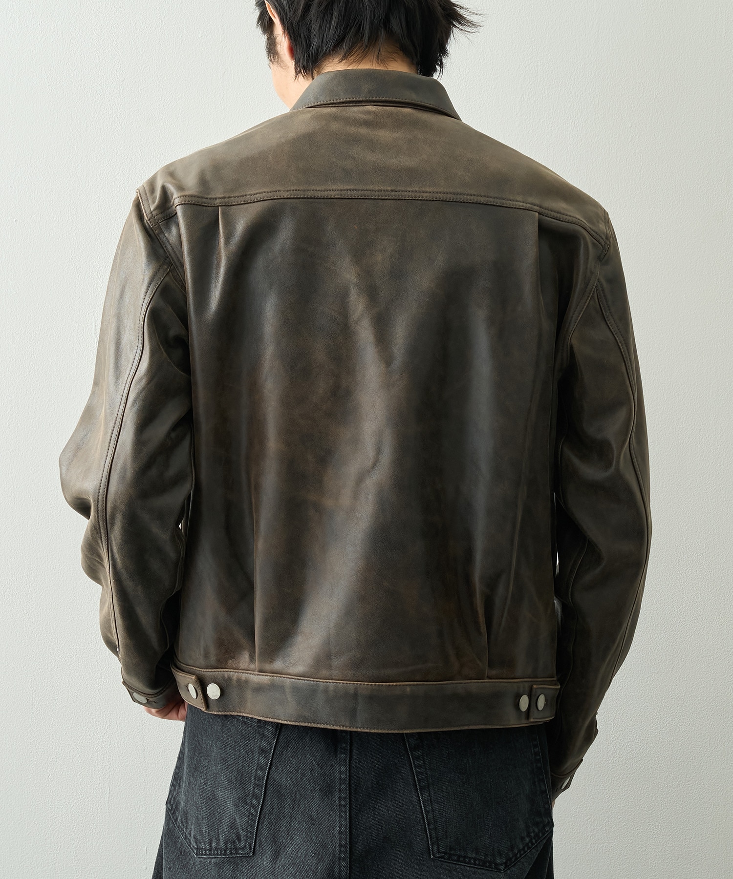 Cracked Leather Trucker Jacket YOKE