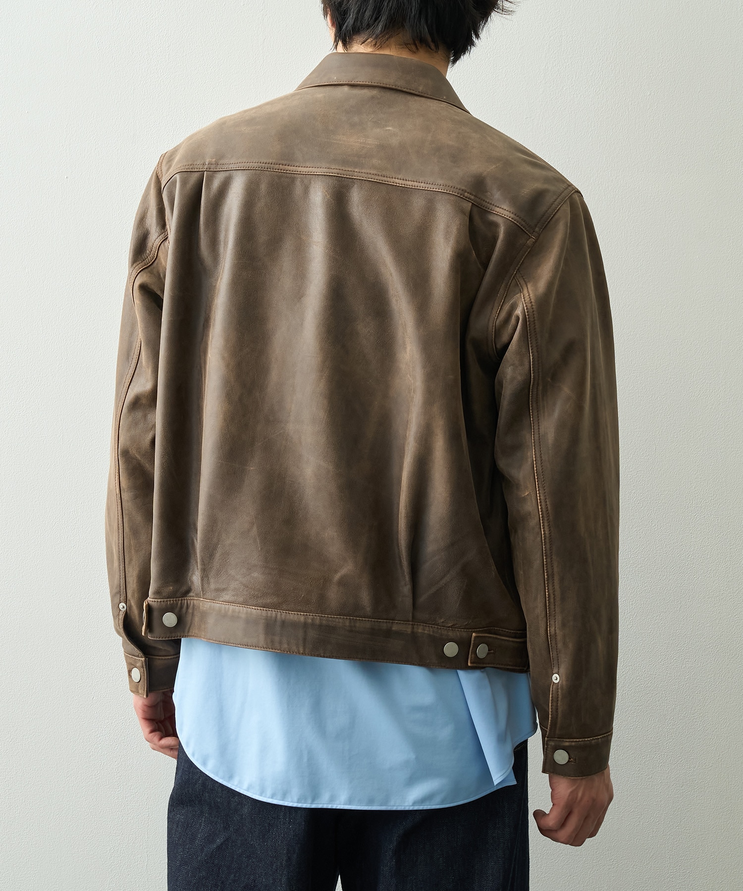 Cracked Leather Trucker Jacket YOKE
