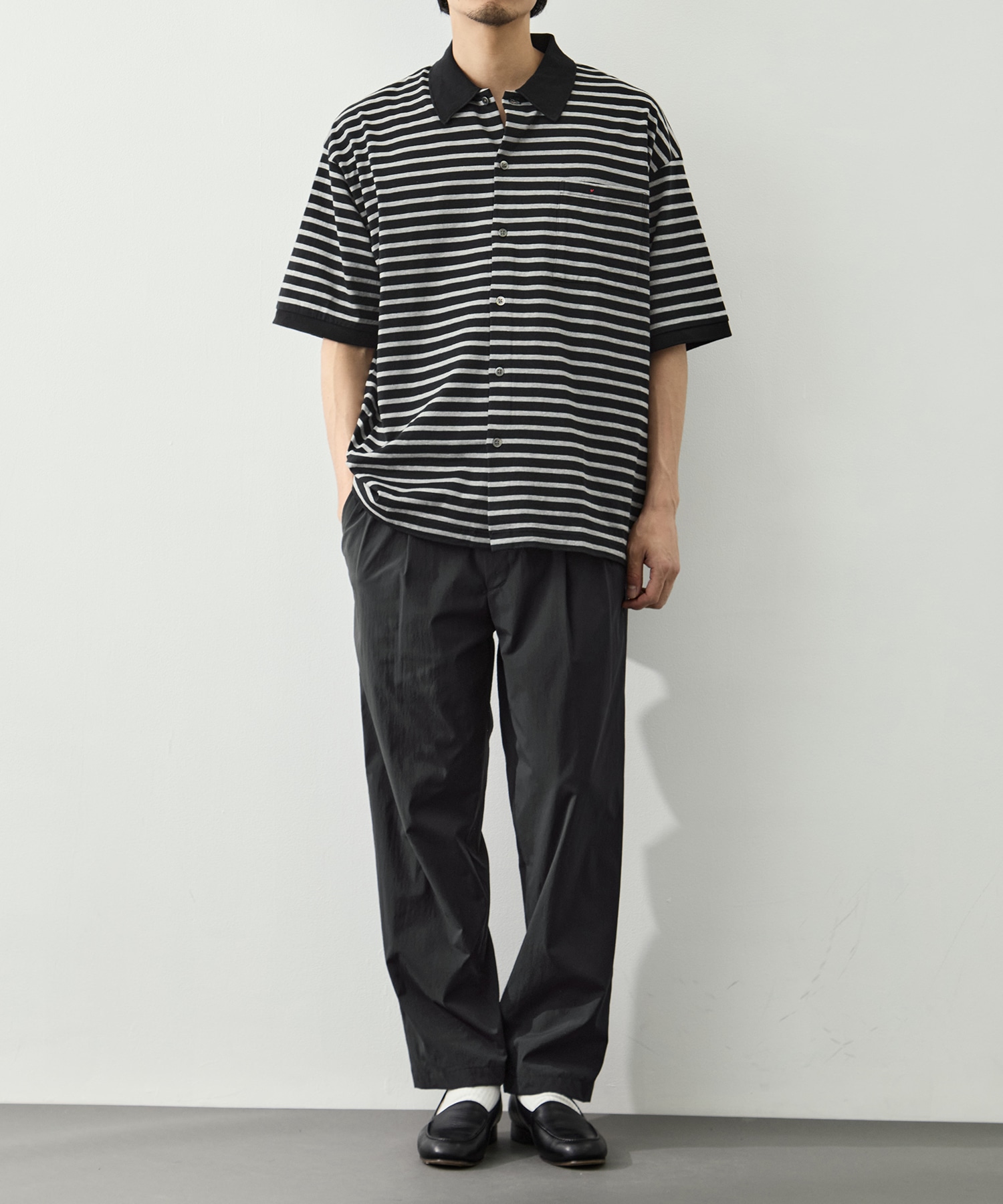 PC-006-3998-0010/BK/H.W BTNK BRDR OPN POLO SHIRT PORTER CLASSIC