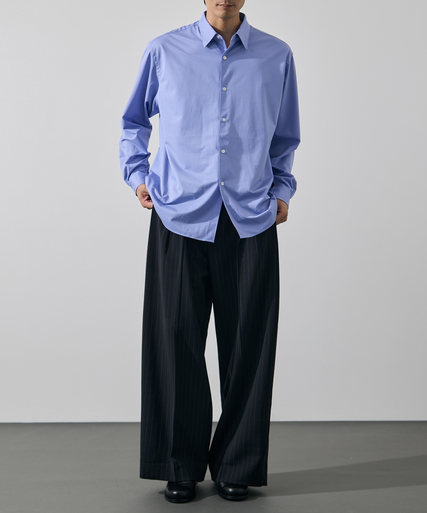 Pleats bonded wool pants KHOKI