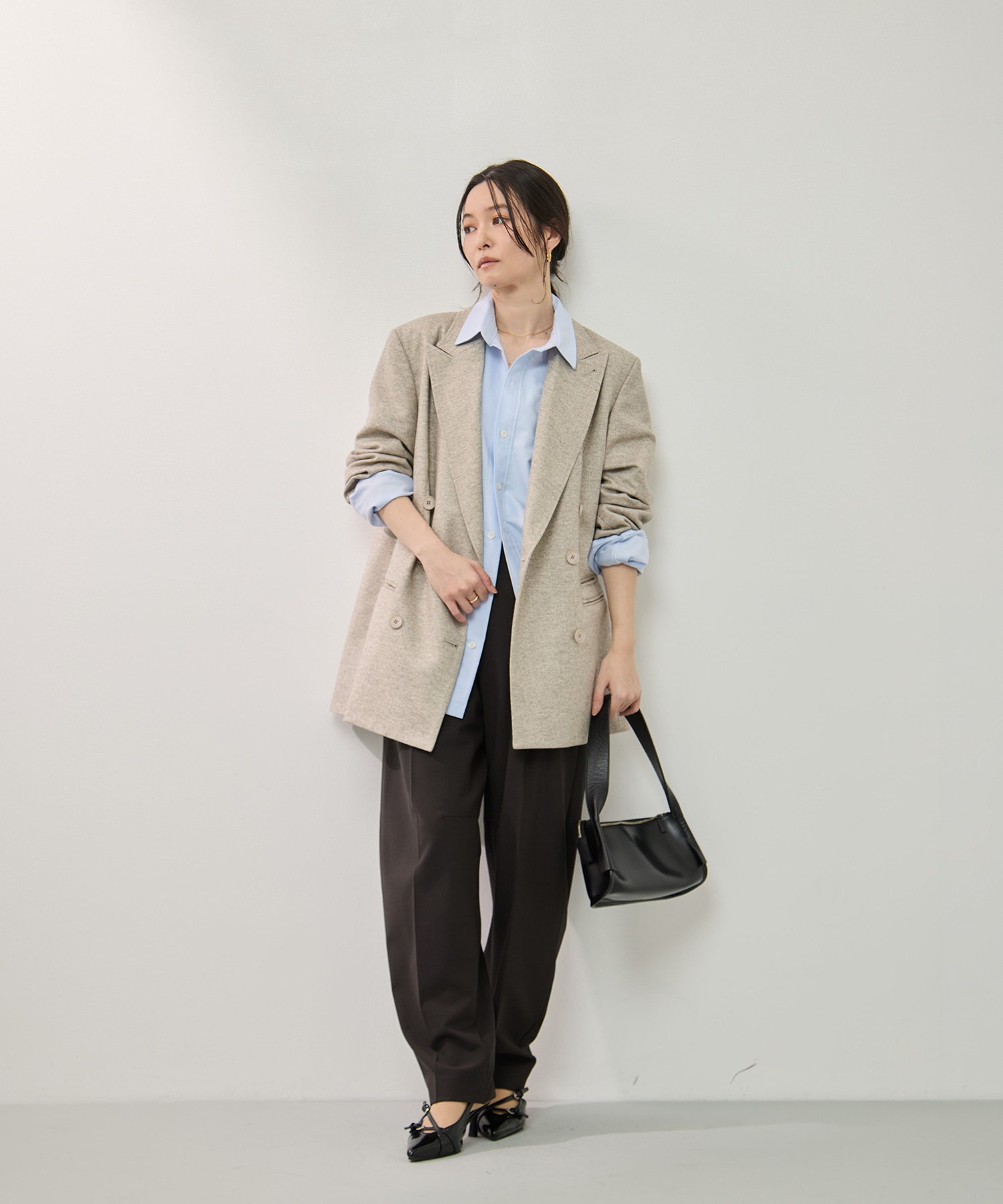 ストレッチウールバレルレッグパンツ KEY TIMEZ