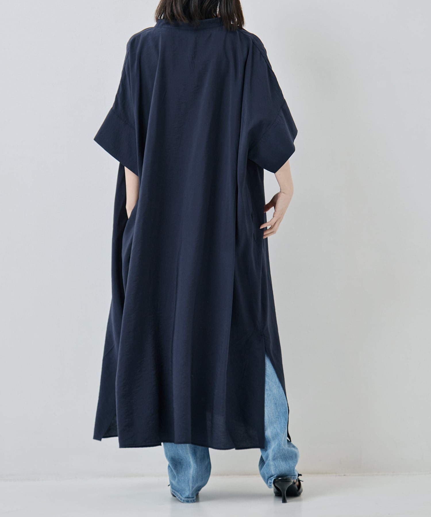 Modal silk gather neck dress 08sircus