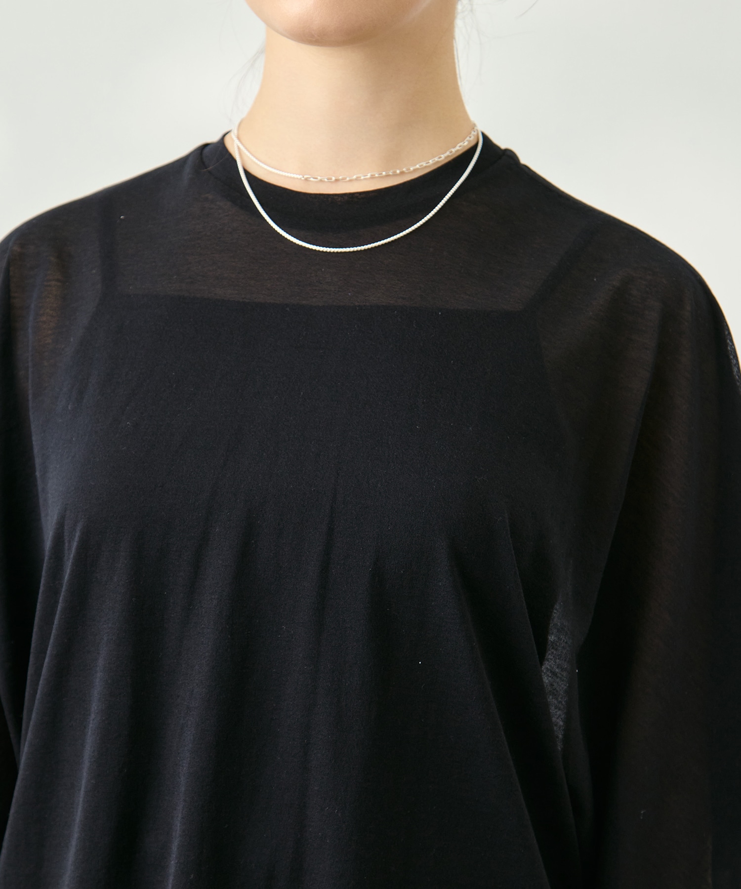 Sheer Jersey Gathered Shoulder Top PHEENY