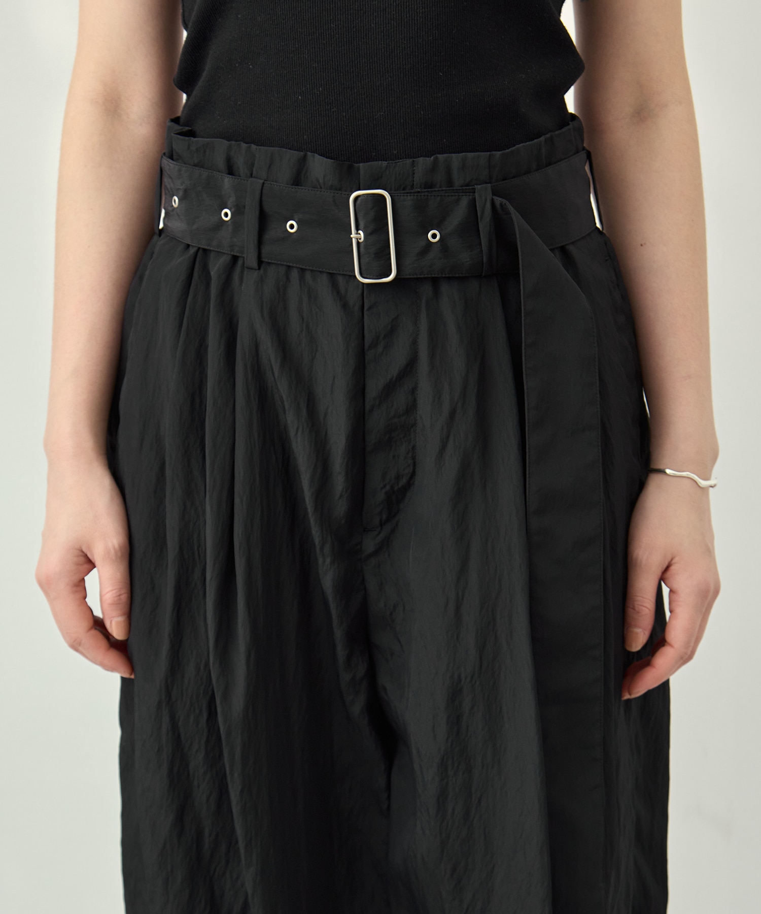 Viscose washer 2tuck belted wide pants 08sircus