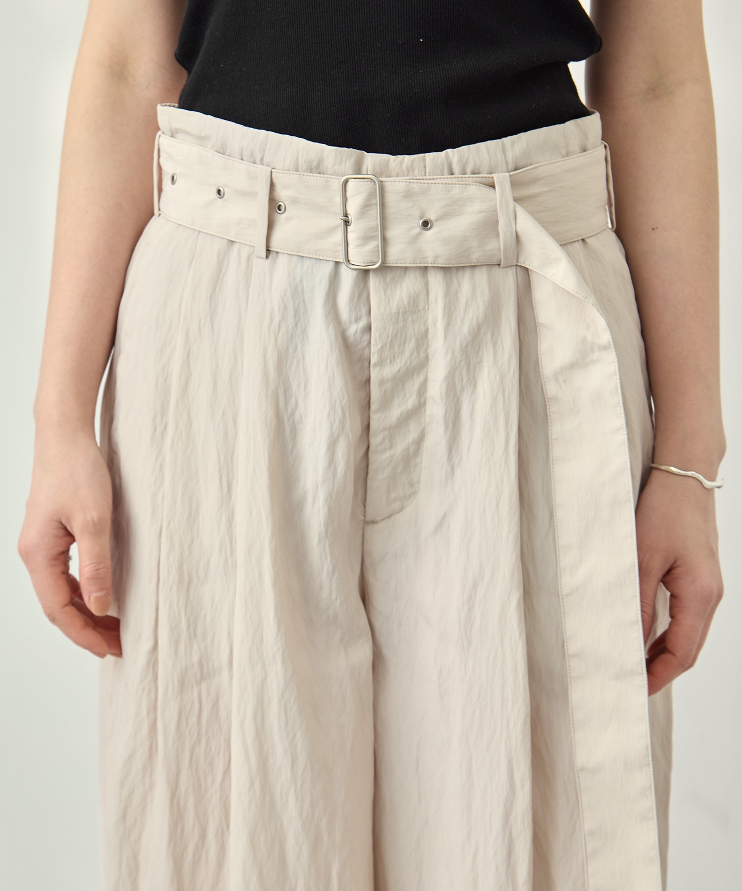 Viscose washer 2tuck belted wide pants 08sircus