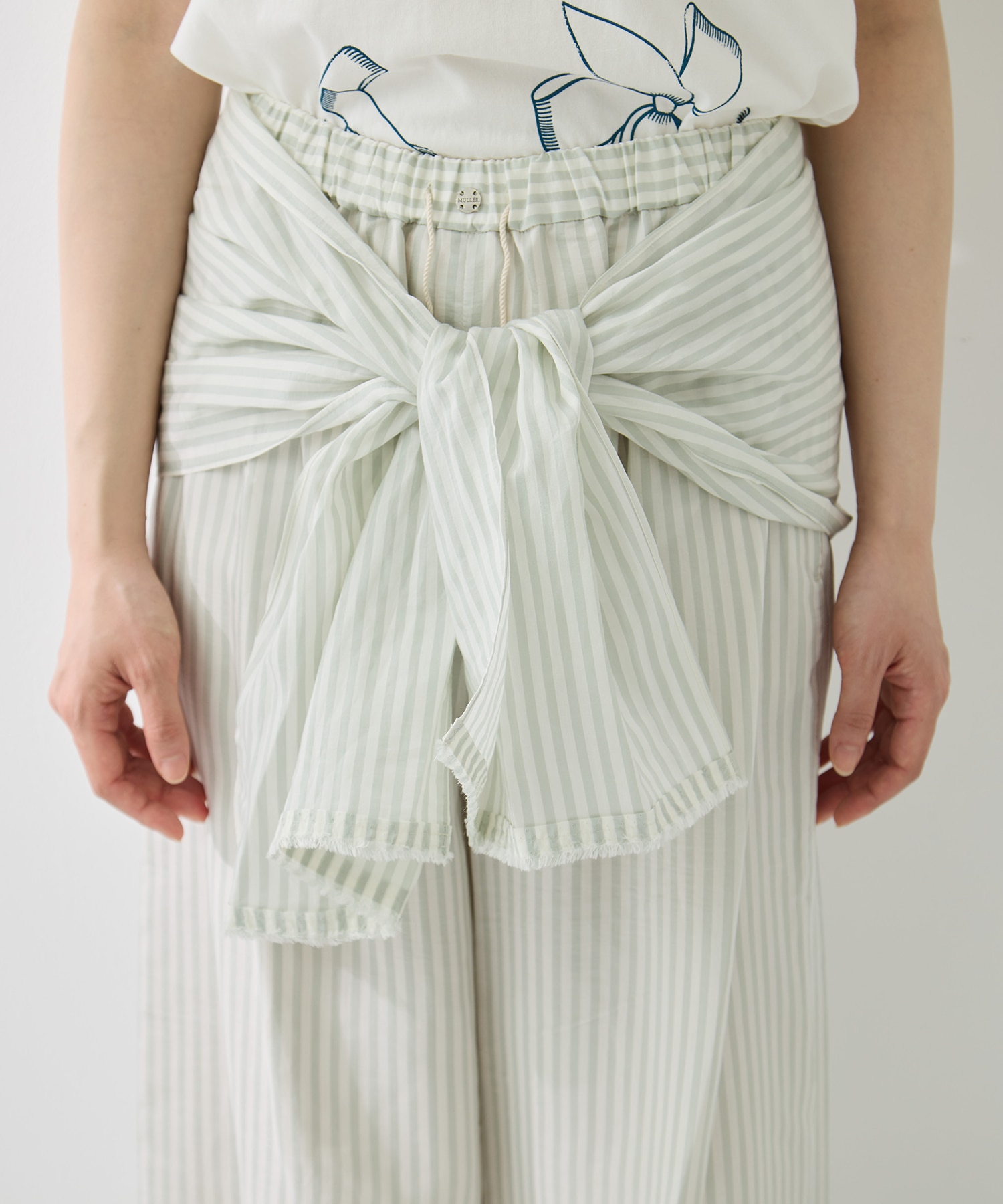 STRIPE PANTS W/BELT muller of yoshiokubo
