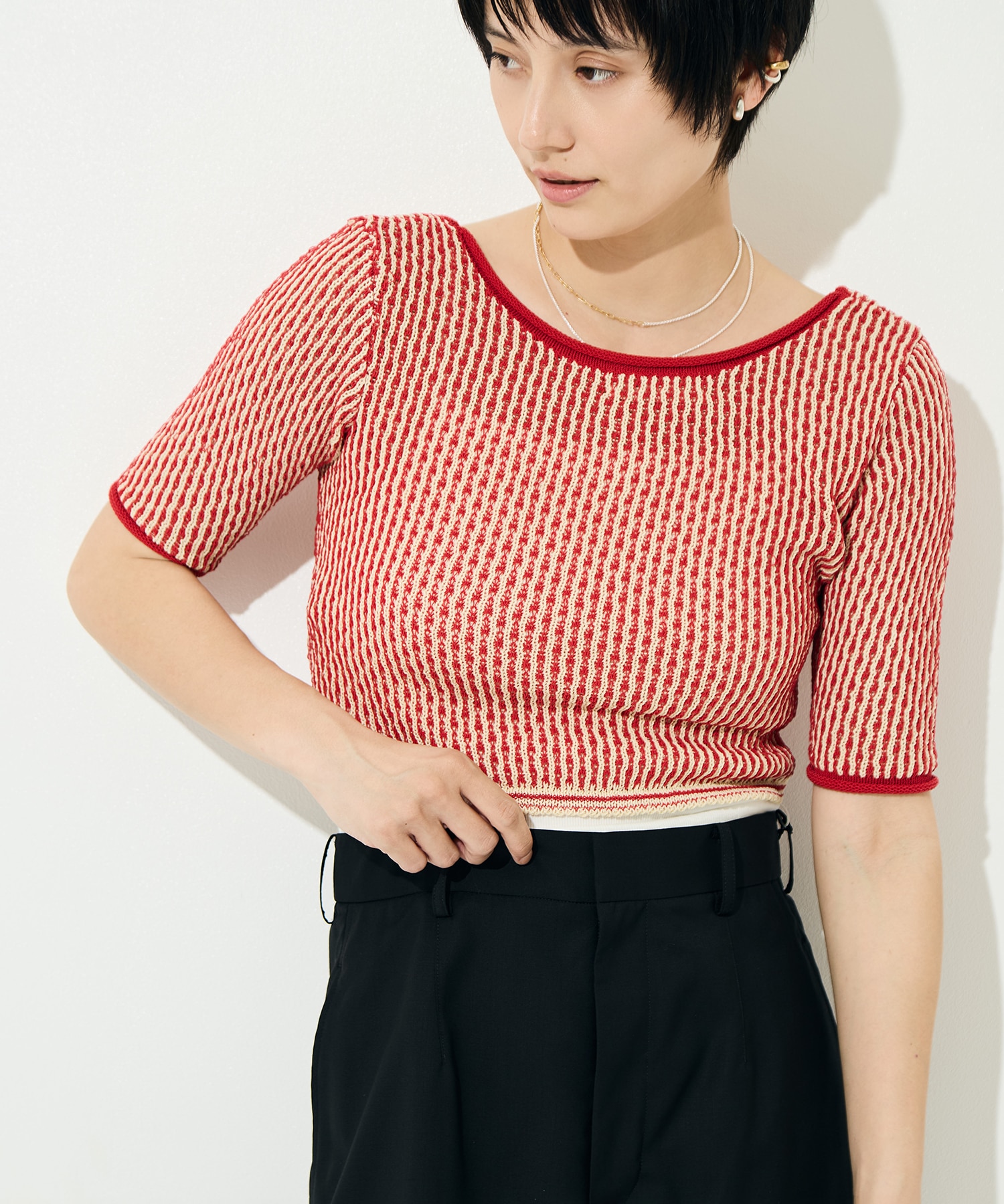 RIPPLE LACE-UP KNIT muller of yoshiokubo