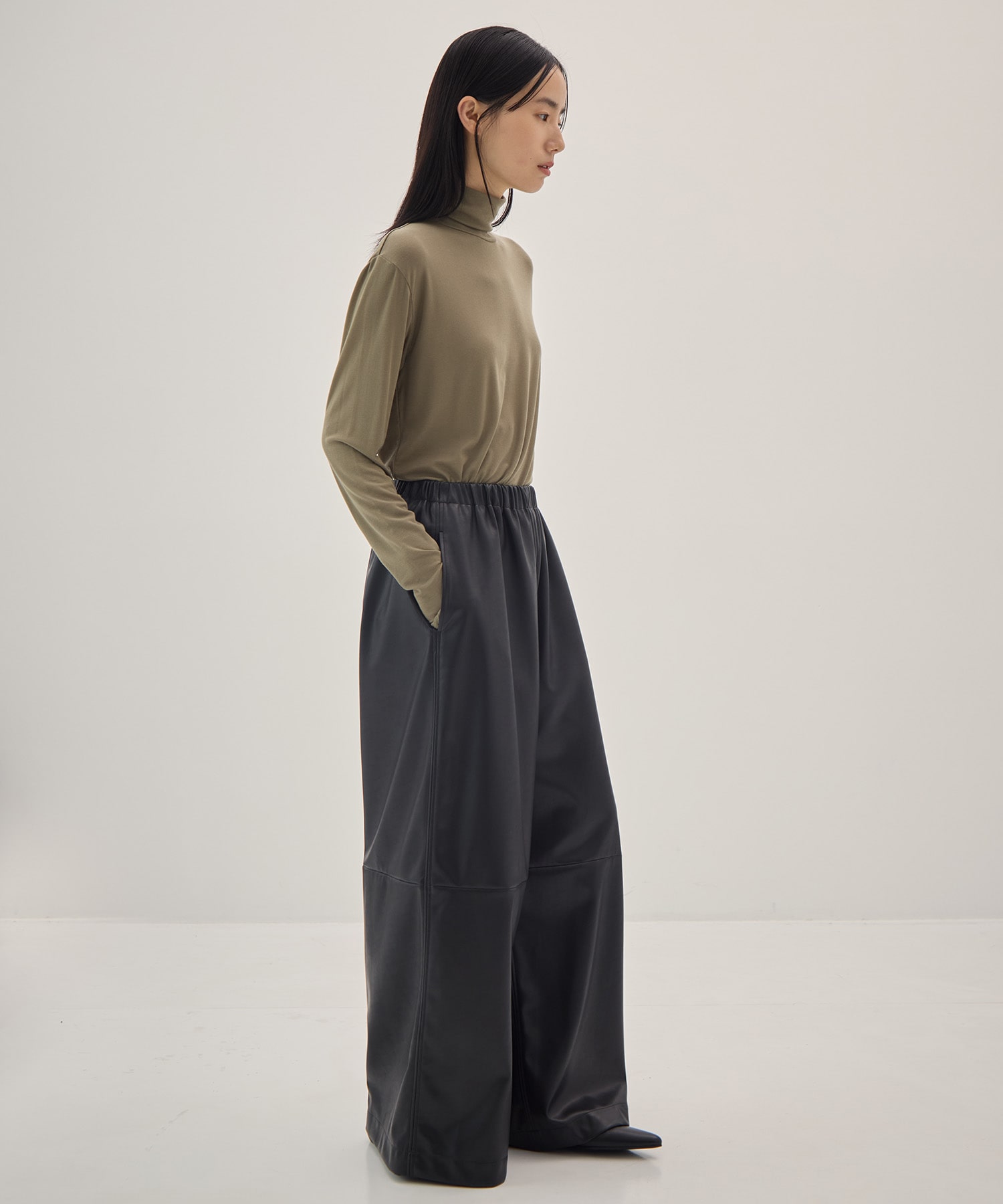 Synthetic Leather Wide Trousers IIROT