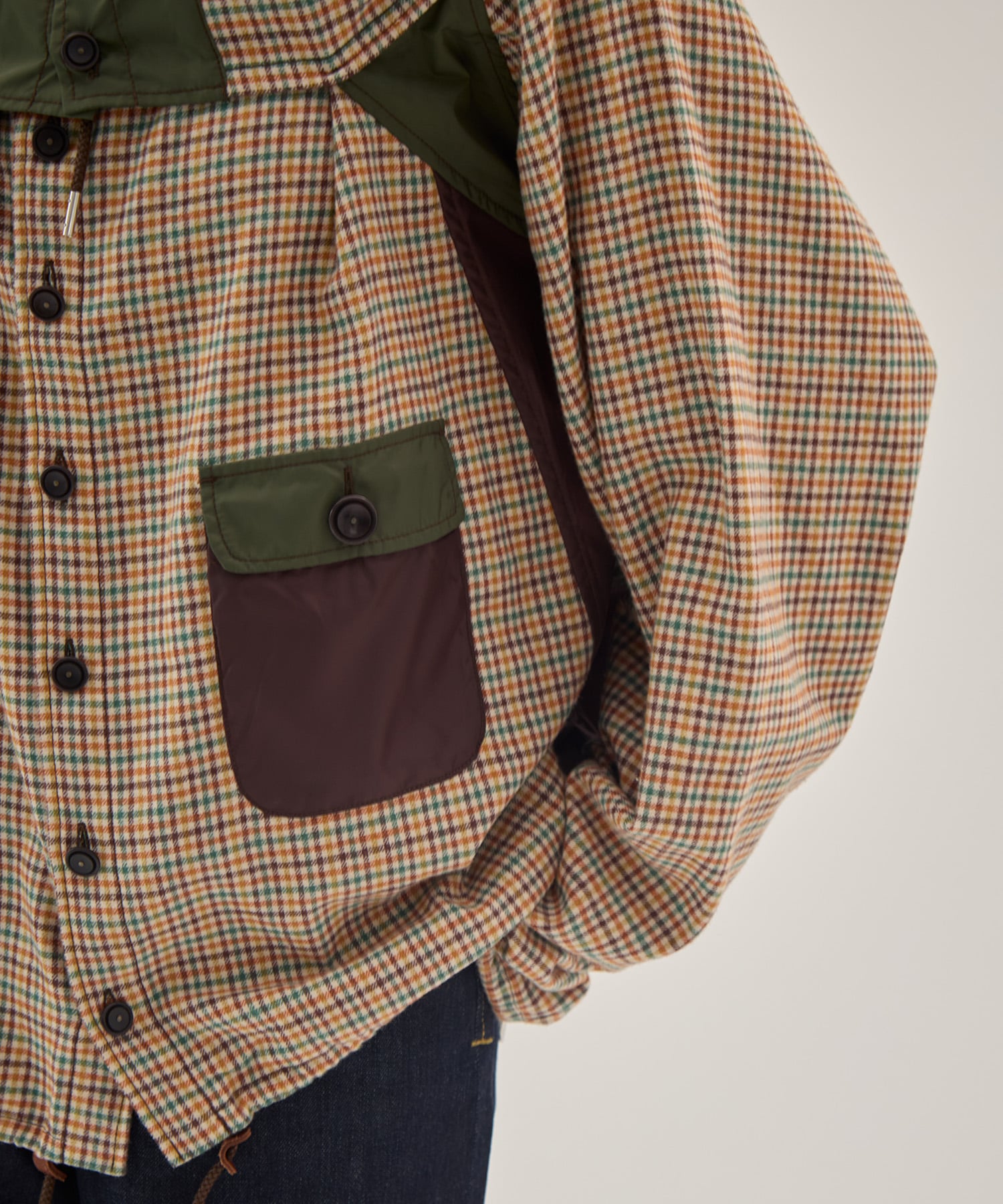 Checked smock shirt KHOKI
