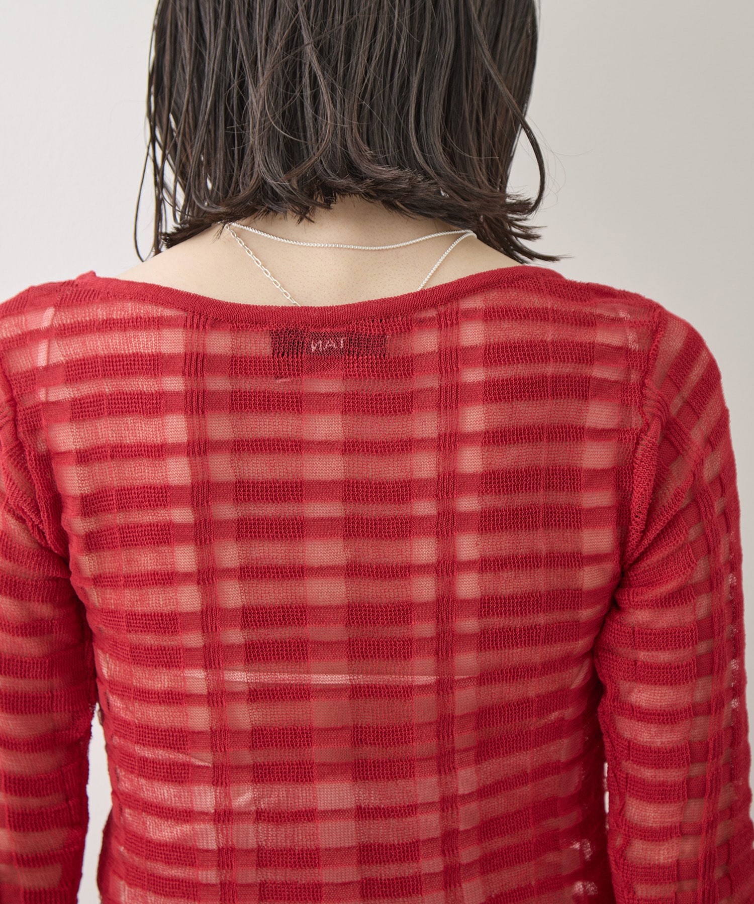 FLOWING CHECKED KNIT PULLOVER TAN