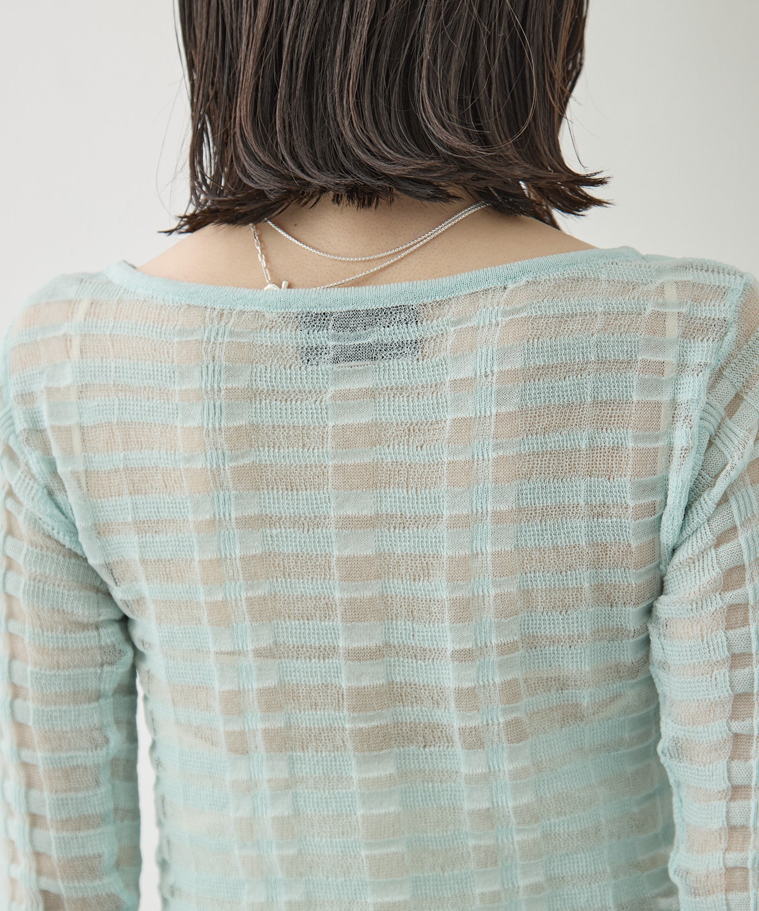 FLOWING CHECKED KNIT PULLOVER TAN