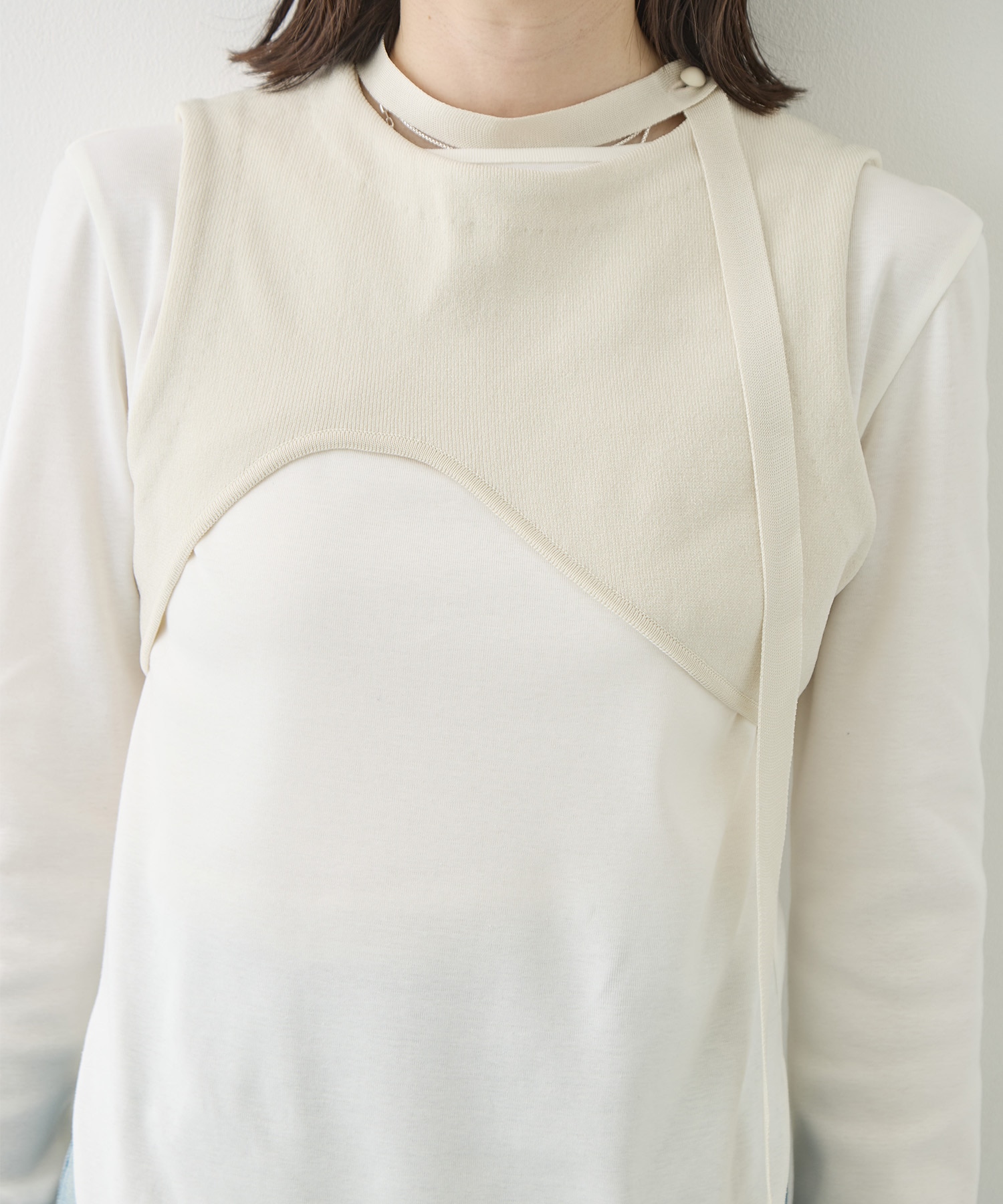 CURVED HEM KNIT TOPS TAN