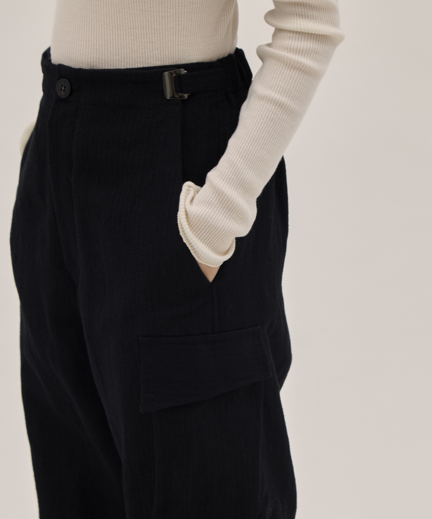 Wool Linen Herringbone Cargo Pants PONTI