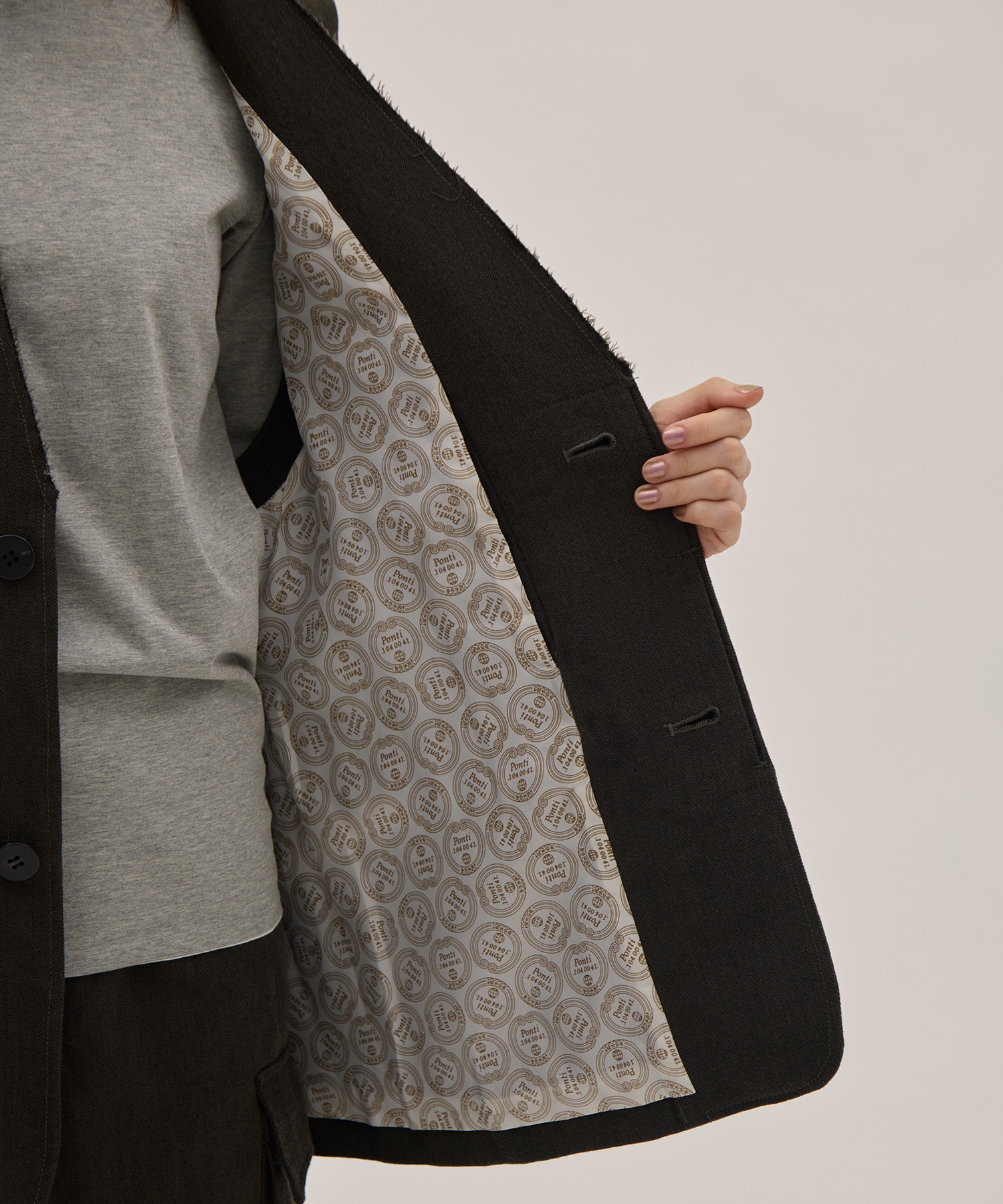 Wool Linen Herringbone Sleeveless Jacket PONTI