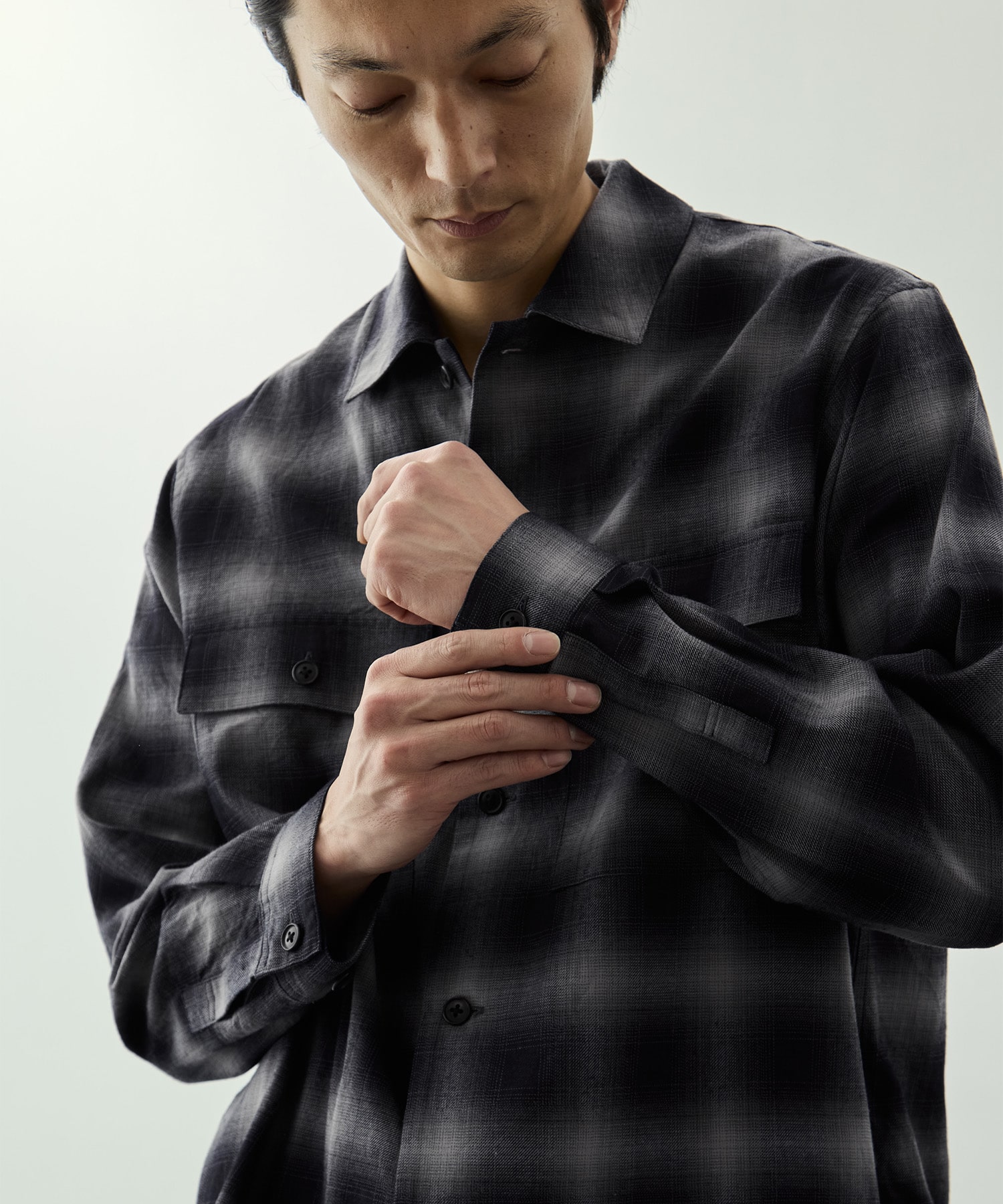 ロープインディゴオンブレCPOシャツ KEY TIMEZ