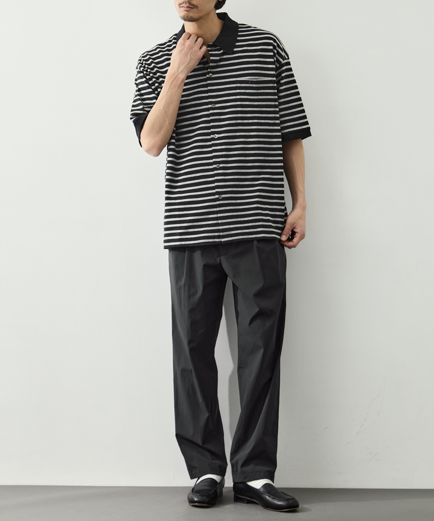 PC-006-3998-0010/BK/H.W BTNK BRDR OPN POLO SHIRT PORTER CLASSIC
