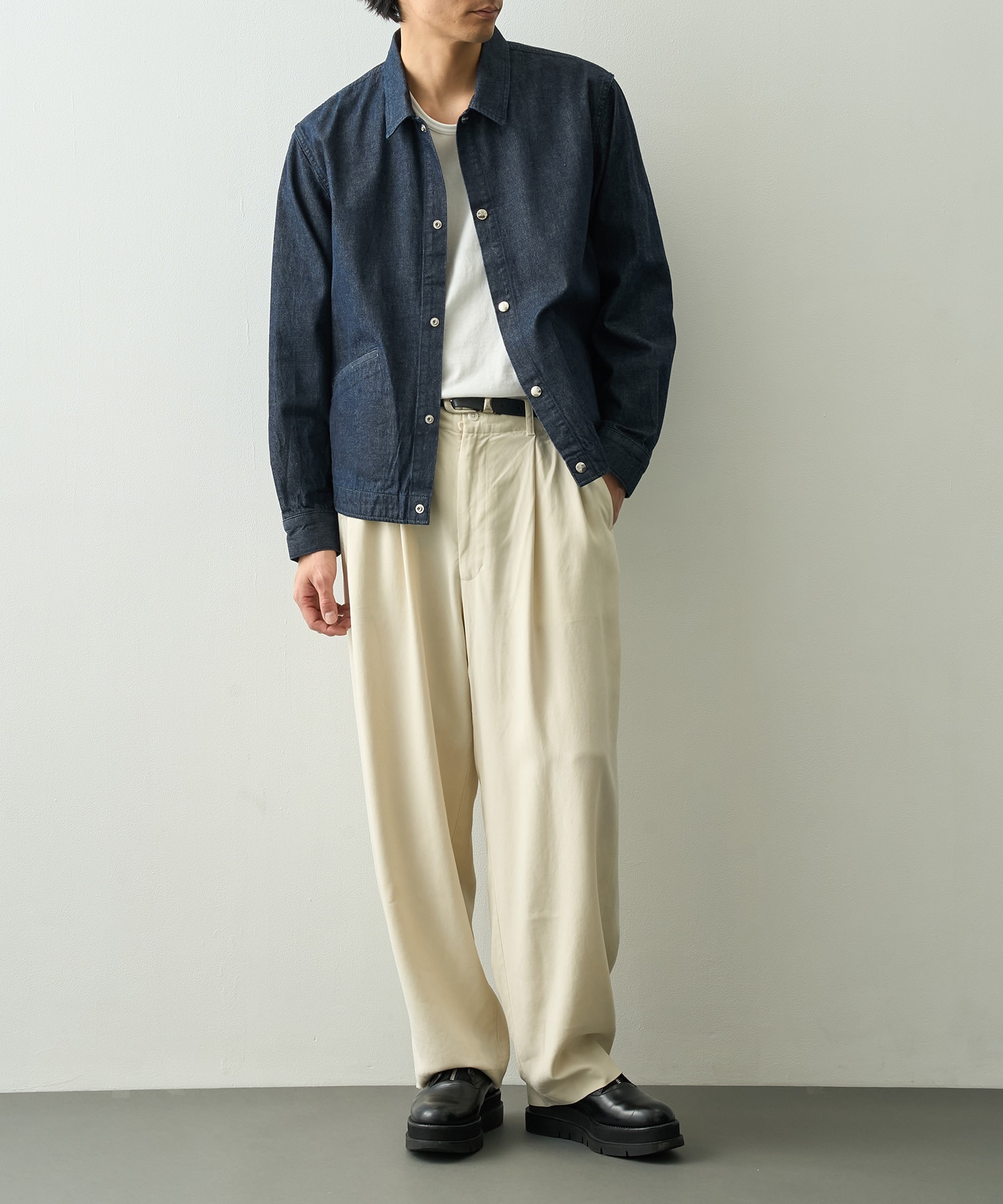 別注tencel wide slacls concause