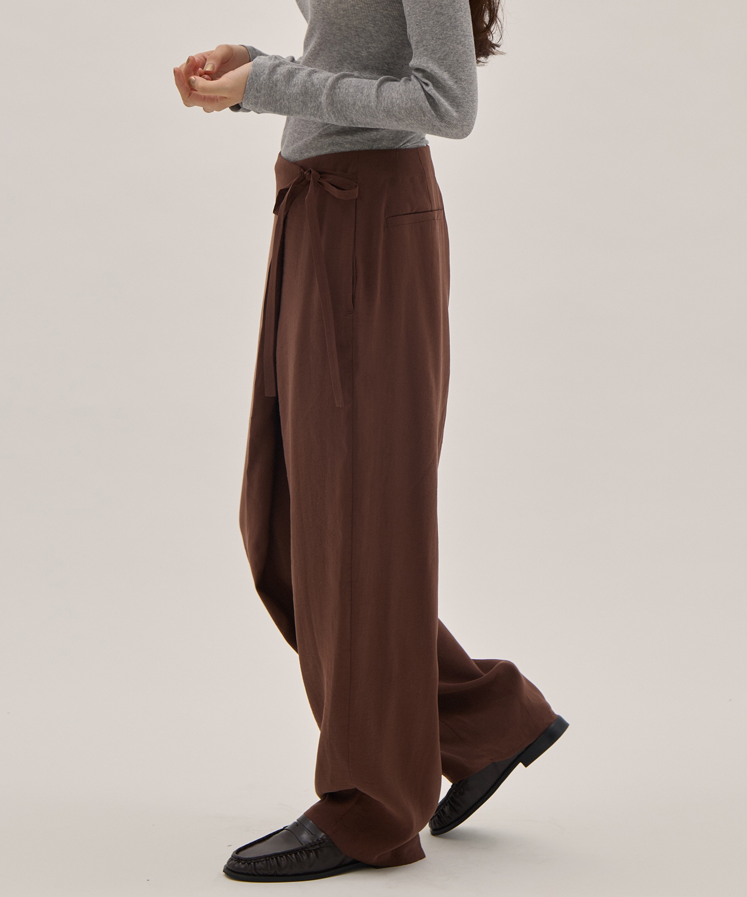 RAYON-POLYESTER BROAD TROUSERS YLEVE