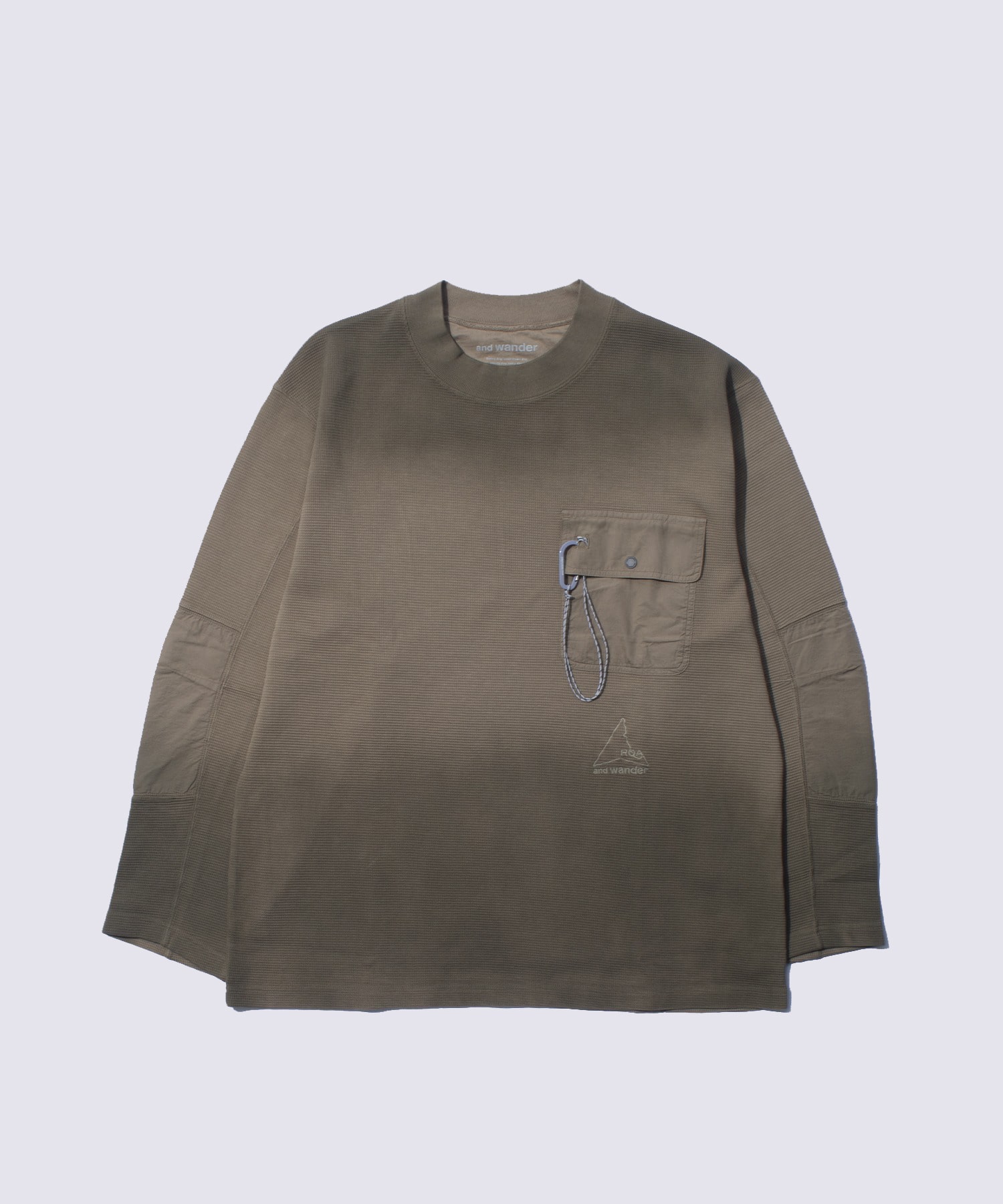 ROA garment dye waffle pocket L/S T
