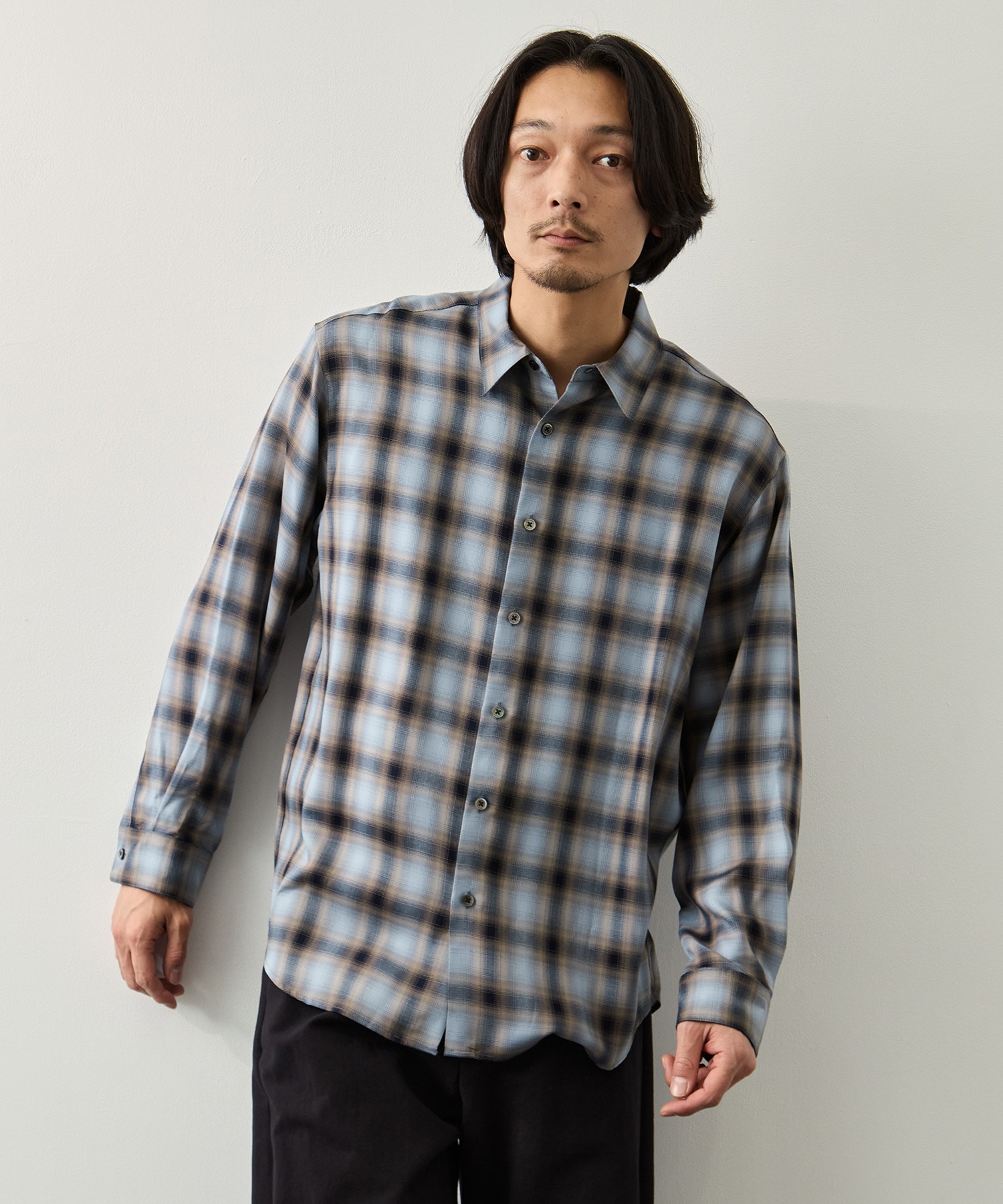 キュプラアムンゼンオンブレチェックシャツ