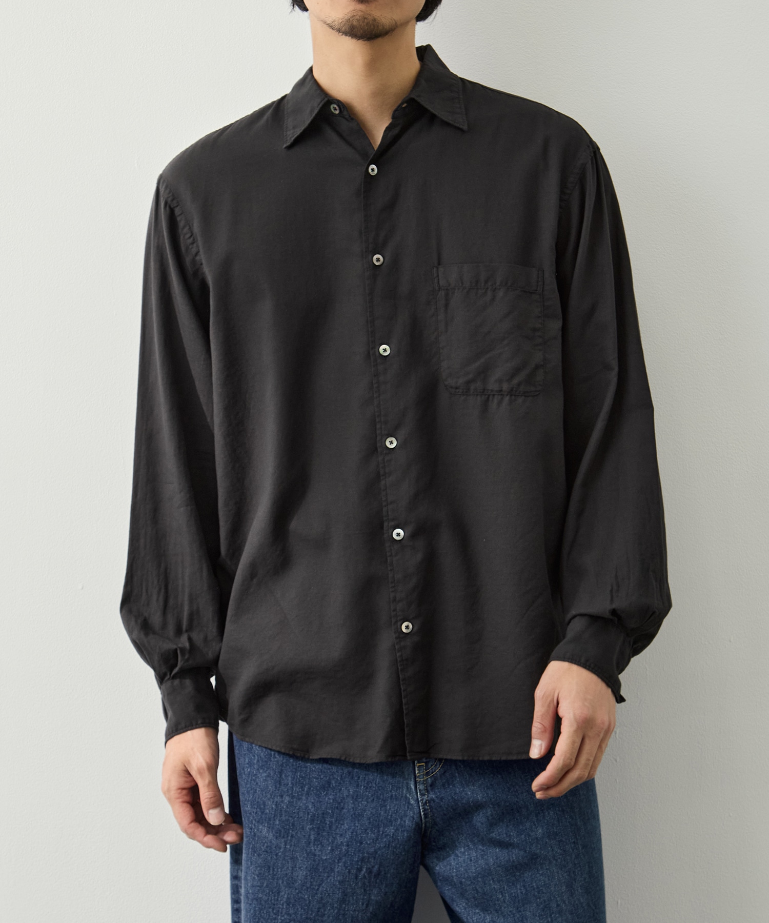 Cotton Silk Twill Garment-dyed Loosed Shirt